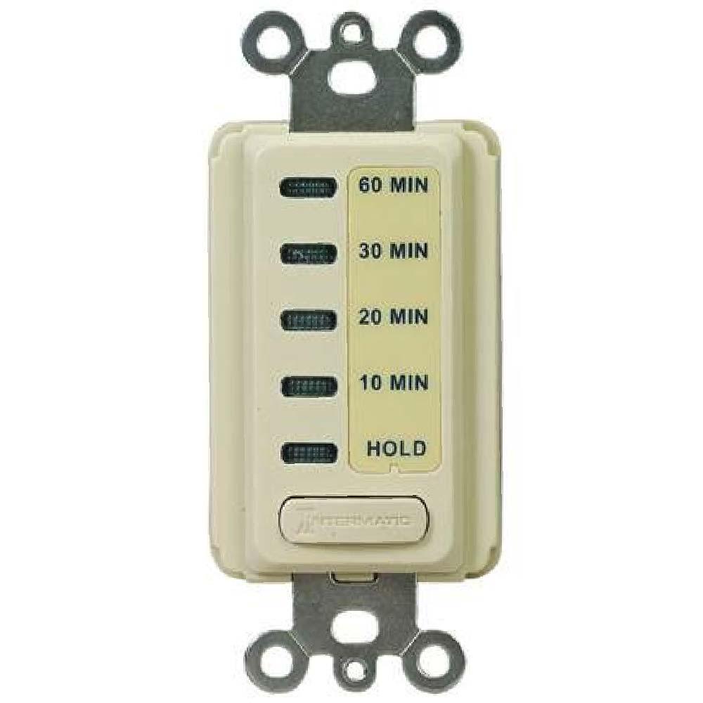 15 Amp 60-Minute Countdown In-Wall Preset Timer Switch - Ivory - Perfect for Bathroom Fans, Grow Lights & Home Automation