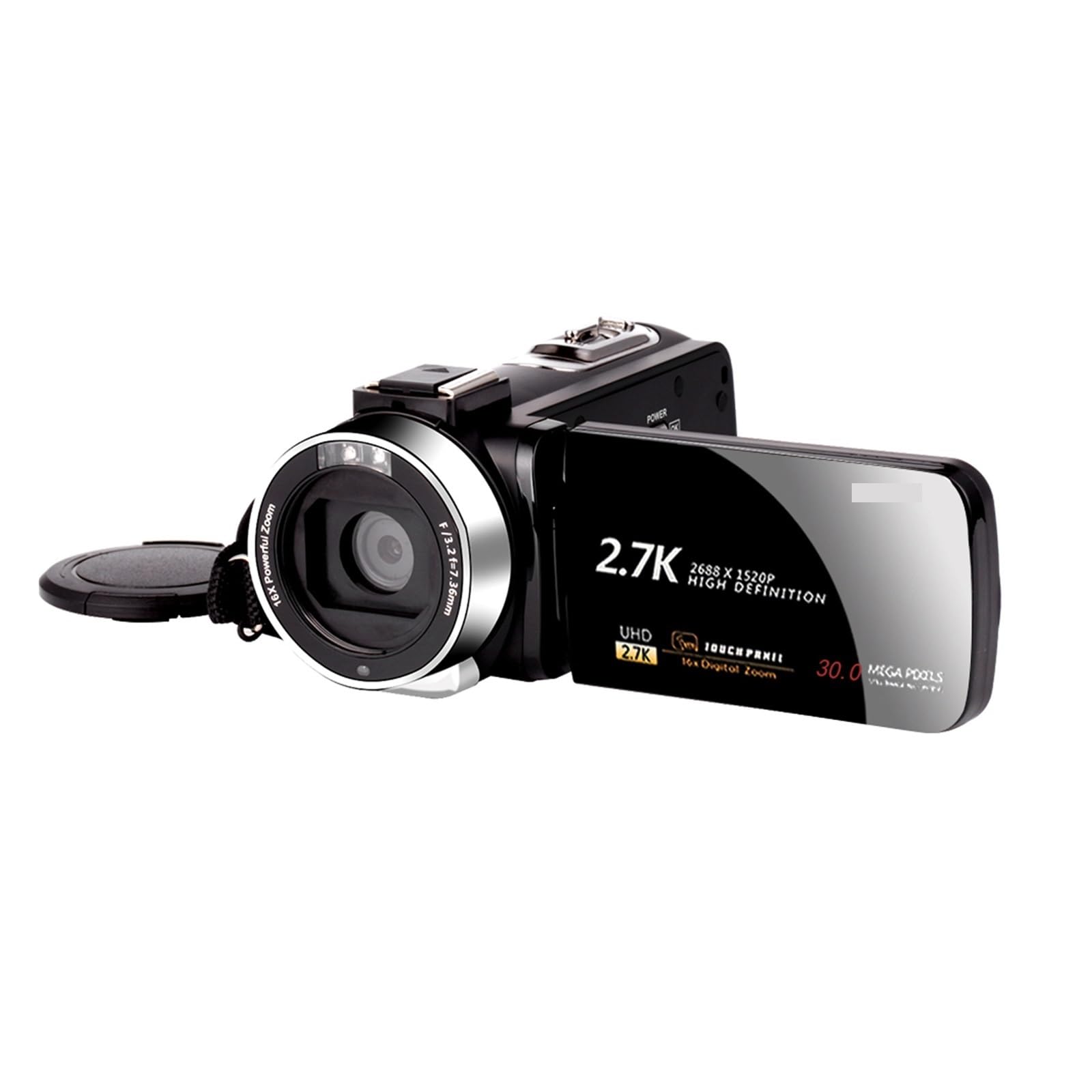 2.7K Vlog Camera with Rotating Touch Screen - 16X Zoom for Outdoor Photography & Selfies (128G SD Card Included) - Perfect for Travel Vlogging
