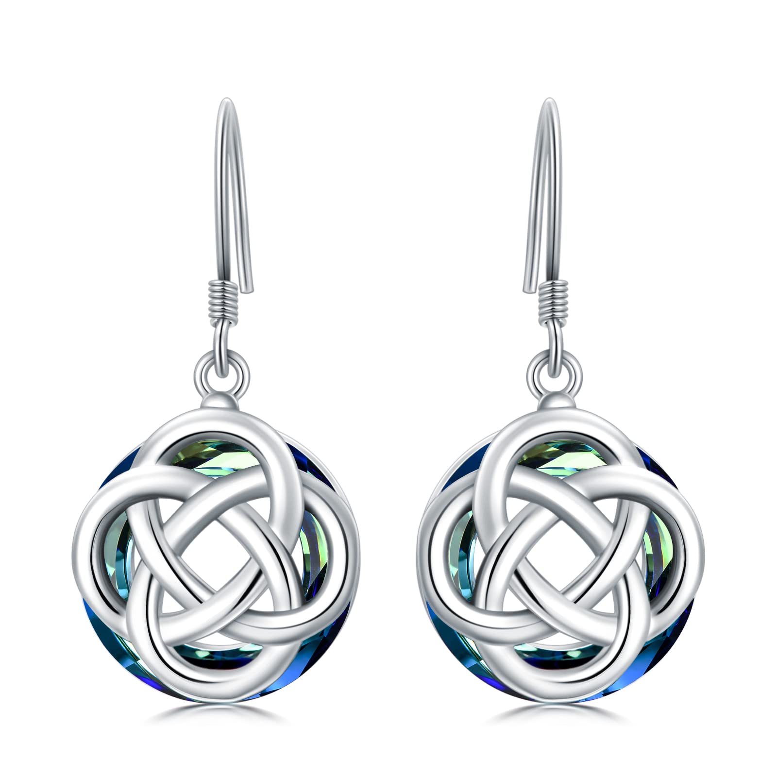TOUPOP 925 Sterling Silver Celtic Knot Earrings with Crystal - Irish Good Luck Dangle Earrings for Women | Elegant Jewelry Gift for Birthday, Anniversary & St. Patrick's Day | Perfect for Parties, Weddings & Everyday Wear