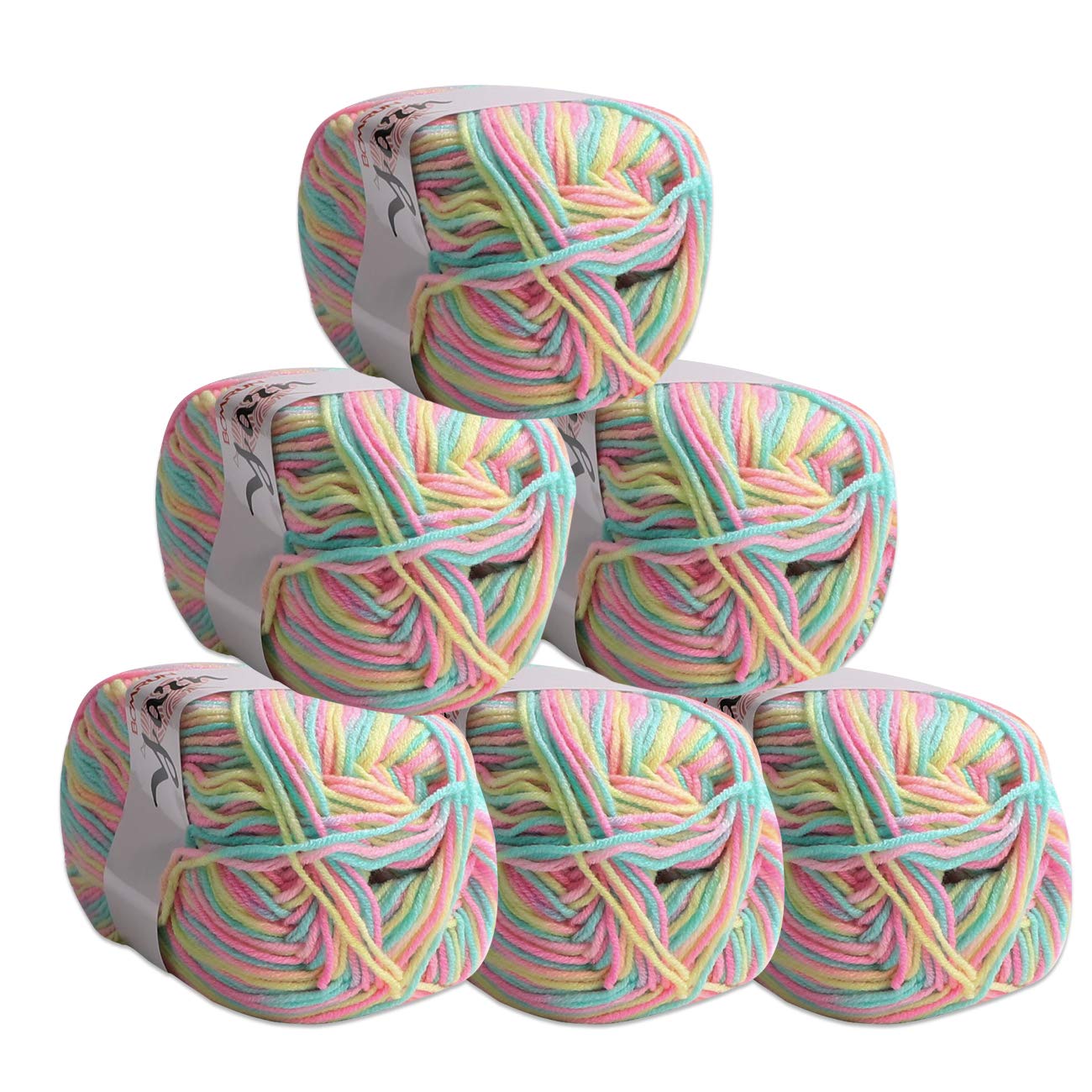 6-Pack 100% Acrylic Knitting Yarn Set - 50g Each, Soft & Colorful Crochet Yarn Skeins for Knitting & Crafting - Perfect for Blankets, Scarves, Hats & DIY Projects