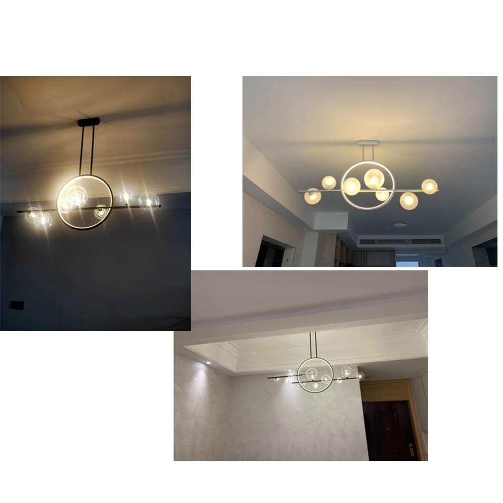 Modern Wrought Iron LED Chandelier Light - Round Black & Gold Postmodern Glass Bubble Design with G9 Bulb (100x73cm) - Perfect for Dining Room, Living Room, and Bedroom Lighting