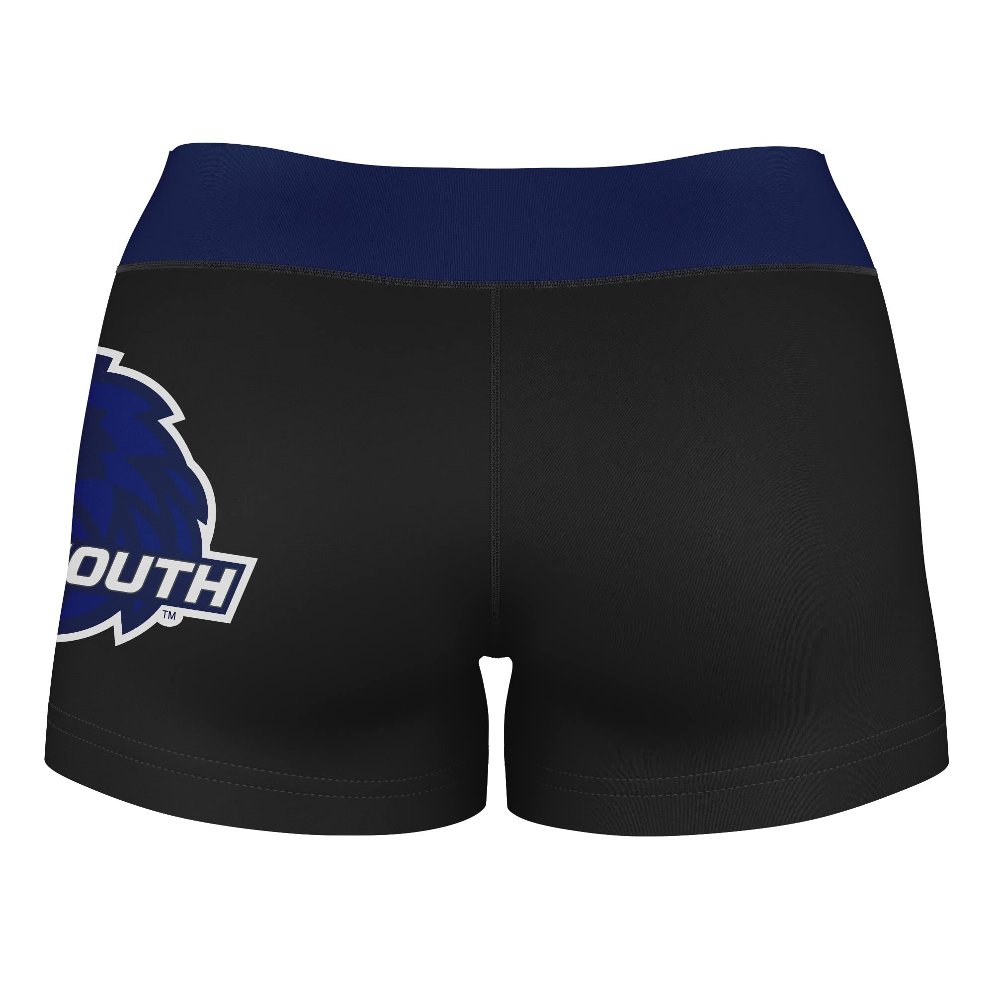 Vive La Fete Monmouth Hawks Women's Workout Yoga Shorts - Soft High-Waist Athletic Shorts with Thigh & Waistband Logo - Perfect for Gym, Running, Yoga & Lounge Wear