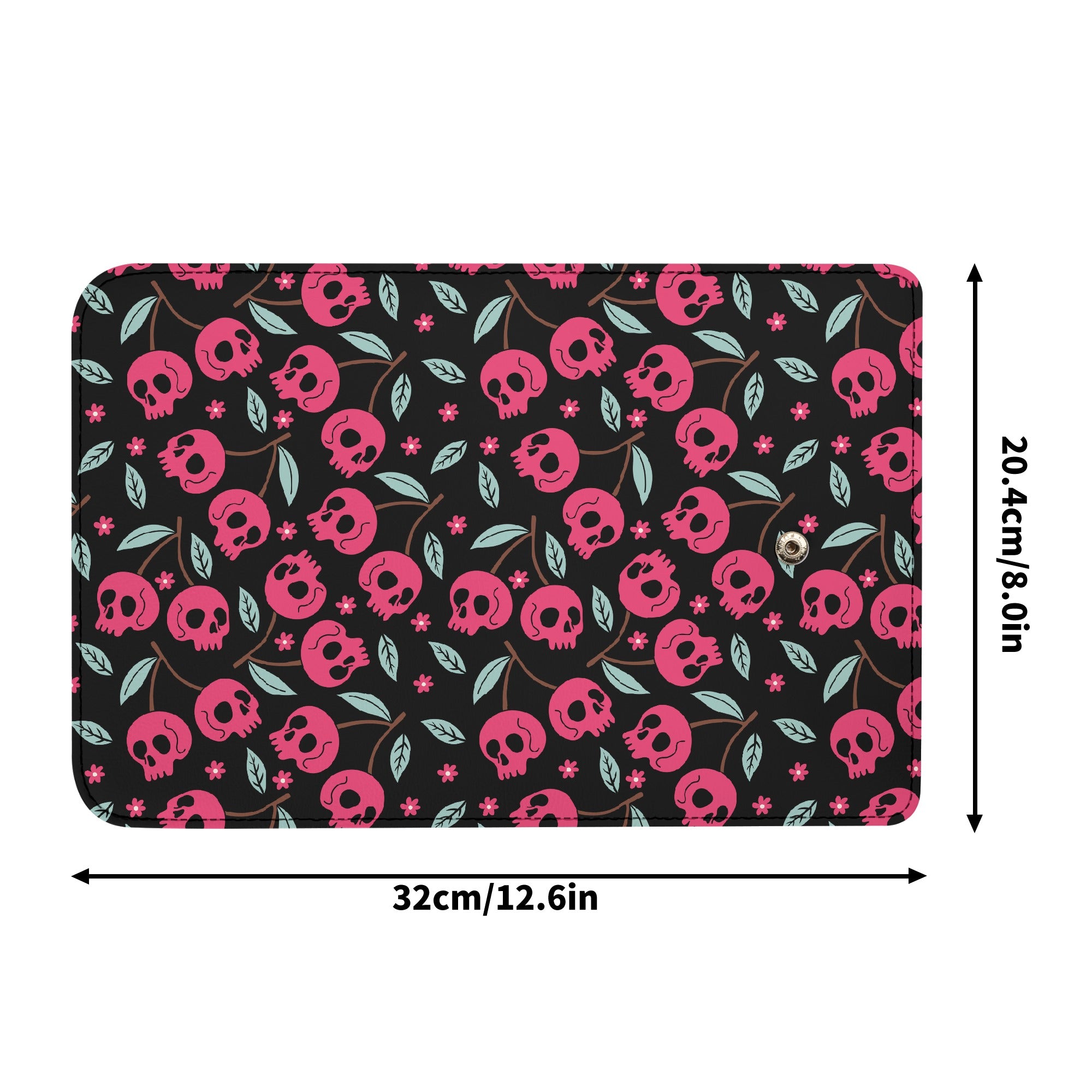 Cherry Skulls Trifold Leather Clutch Wallet for Women - Vintage Style RFID Blocking Credit Card Holder - Perfect for Parties, Concerts & Night Out