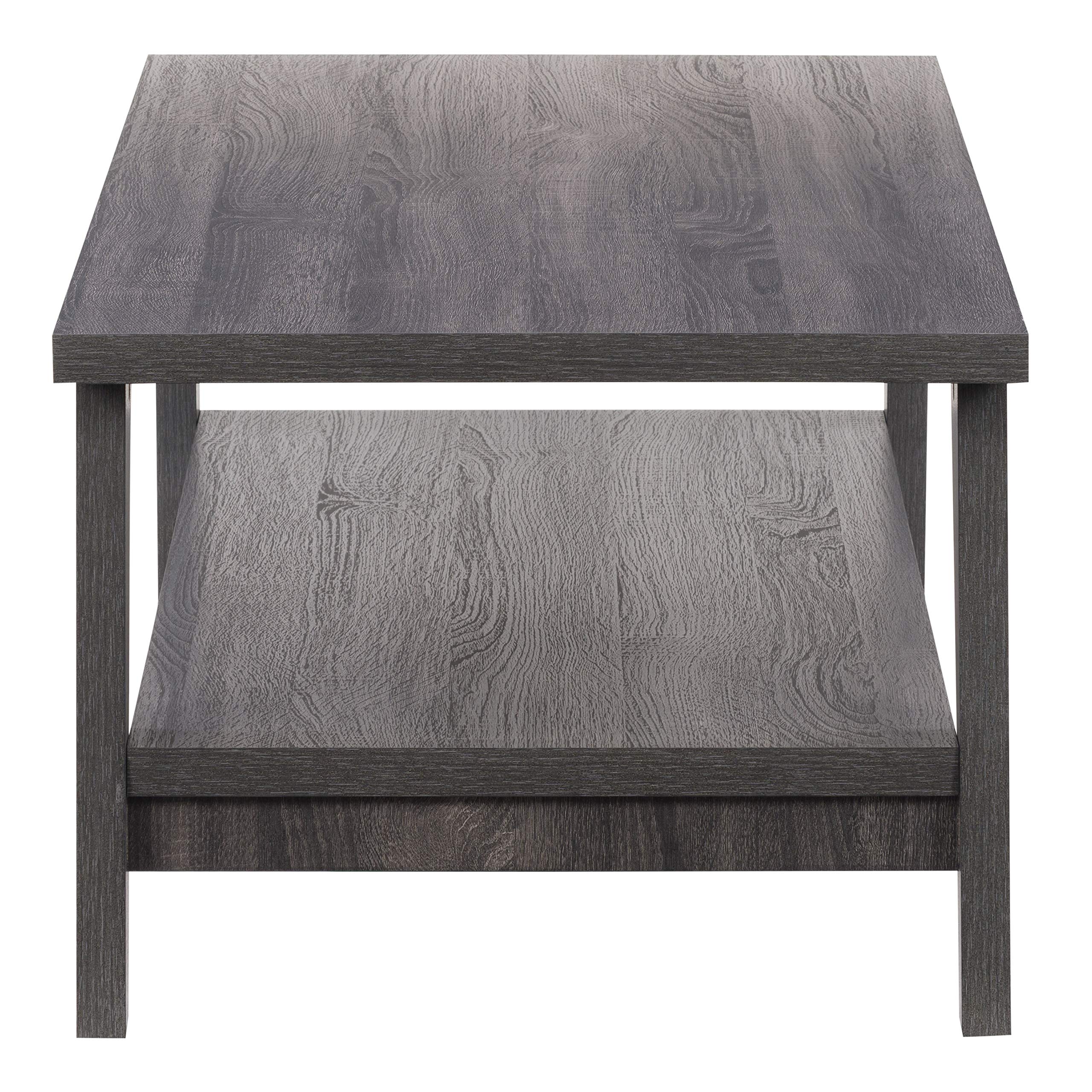 Mid-Century Modern Grey Coffee Table with Shelf - Rectangle Laminate Wood Finish Storage for Living Room, Office & Small Spaces