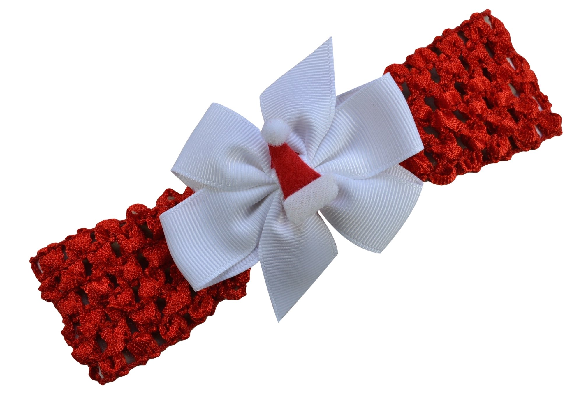 Adorable Baby Girl Felt Santa Hat with Crochet Bow Headband - Newborn to 5 Years - Perfect for Christmas Photos & Holiday Parties