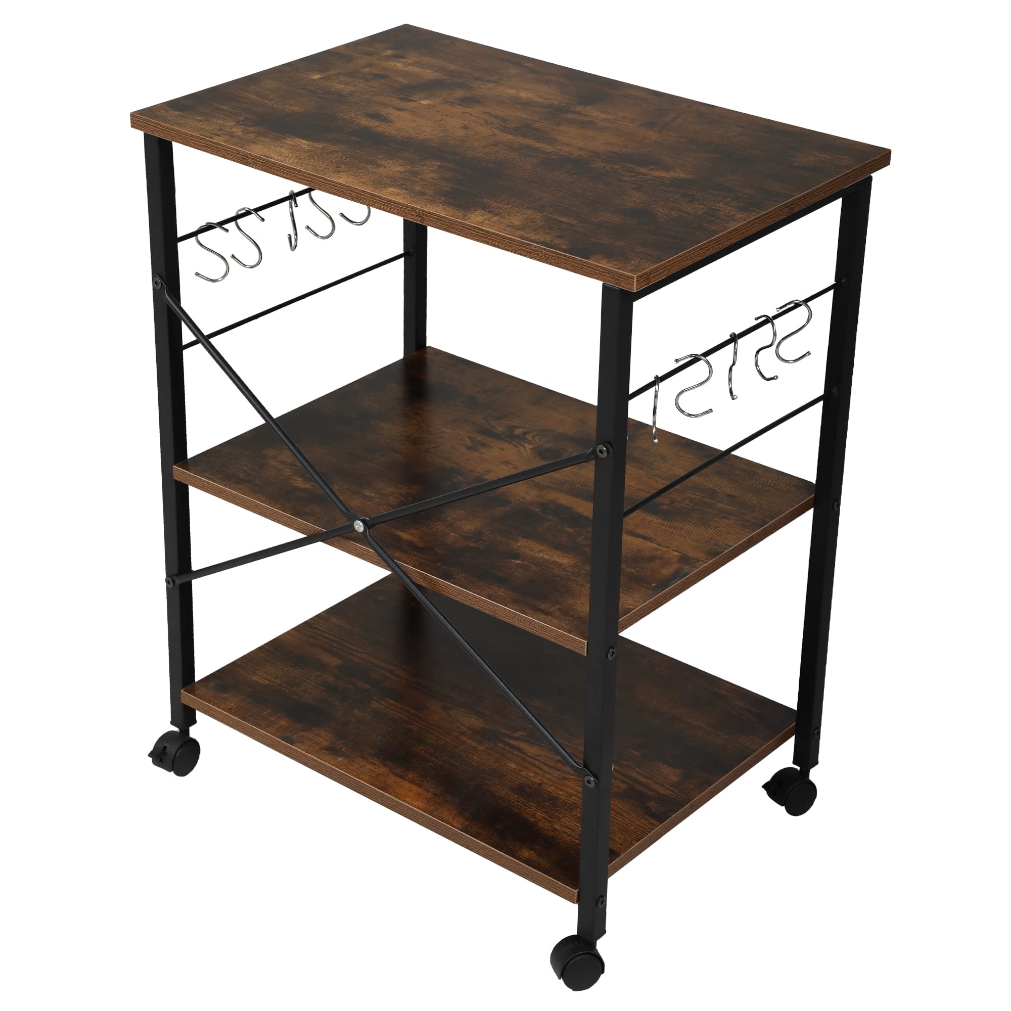 **Goujxcy Mobile Kitchen Island Cart with Storage - Rolling Kitchen Cart with Lockable Wheels, Adjustable Shelves, Drawers & Cabinets - Perfect for Small Kitchens, Dining Rooms & Food Prep (Dark Brown)**