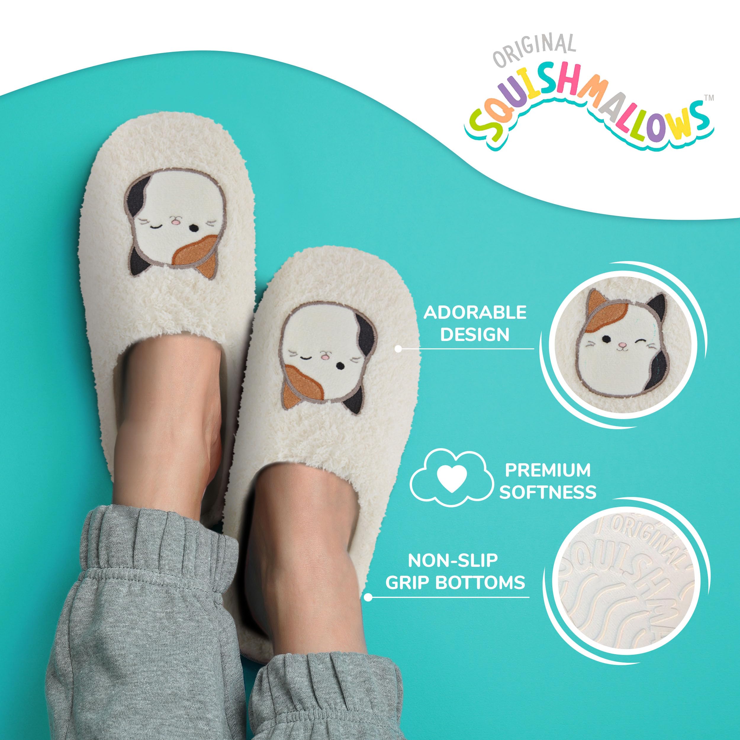 Soft & Cozy Squishmallows Slippers for Women & Kids - Fuzzy Plush House Slippers with Non-Slip Sole | Perfect Gift for Her, Birthday Present & Comfy Indoor/Outdoor Wear