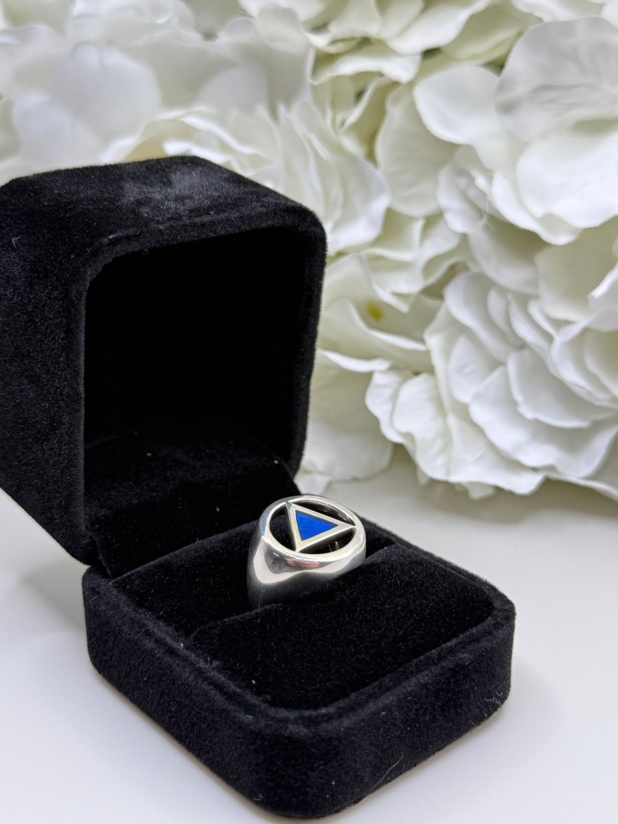 Sterling Silver Recovery Ring with Genuine Inlaid Stone - Elegant Jewelry for Addiction Recovery, Sobriety Gifts & Special Occasions - TRI2396