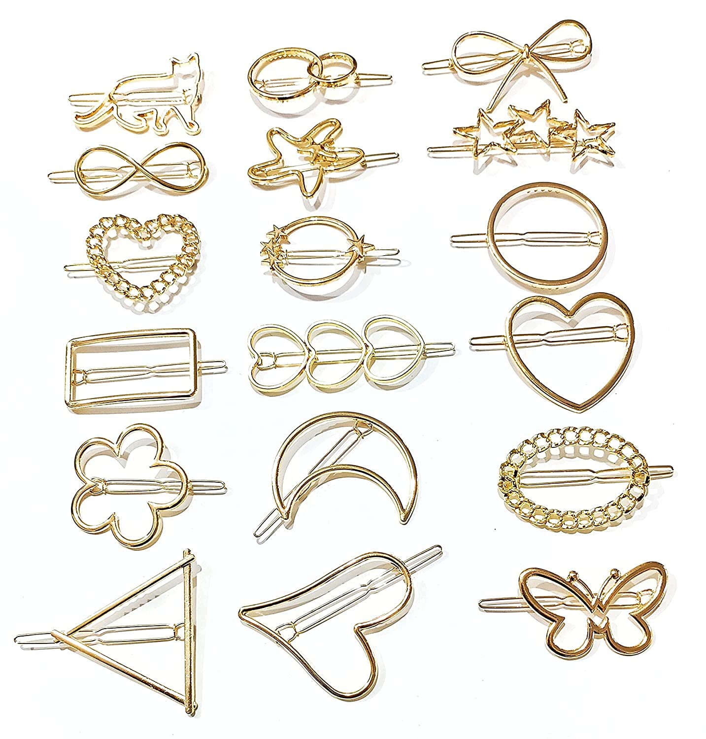 DROYALCREATIONS Rose Gold Geometric Hollow Hair Clips for Women - Pack of 4 | Barrettes & Hairpins for Everyday Styling, Parties & Weddings