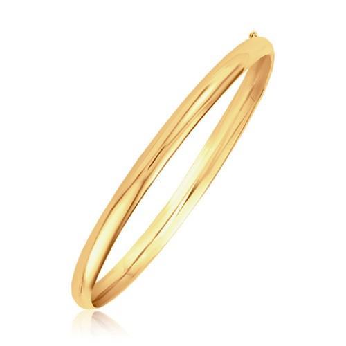 14K Yellow Gold Classic Bangle Bracelet - 5.0mm Wide, Size 8 - Perfect for Everyday Wear, Gifts & Special Occasions