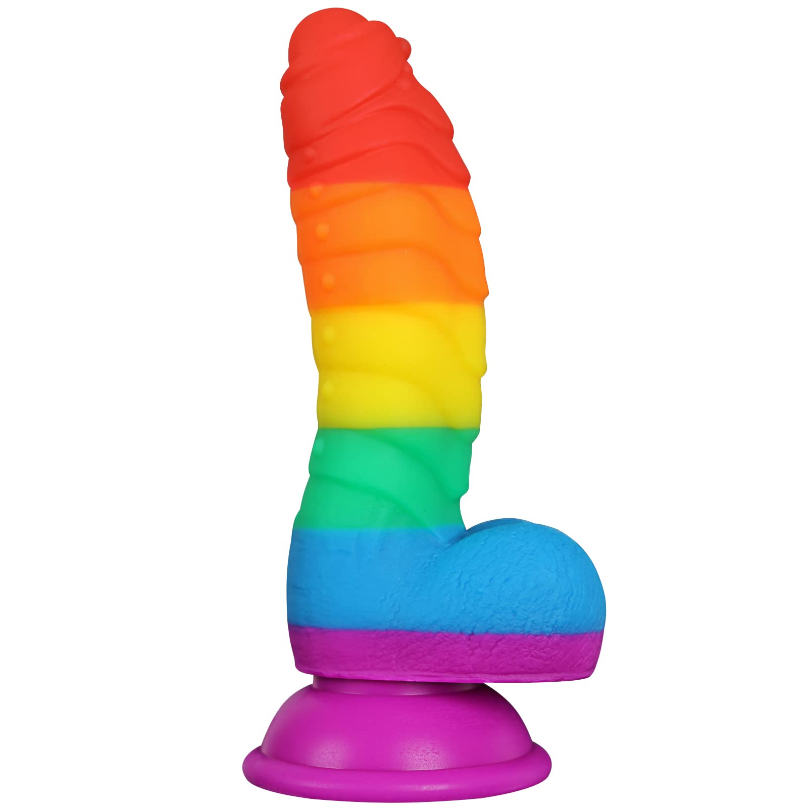 Realistic Rainbow Dildo - Soft Liquid Silicone Adult Sex Toy with G-Spot Stimulation & Strong Suction Cup | Hands-Free Play, Discreet Packaging | Perfect for Solo Play, Couples Fun & BDSM Exploration