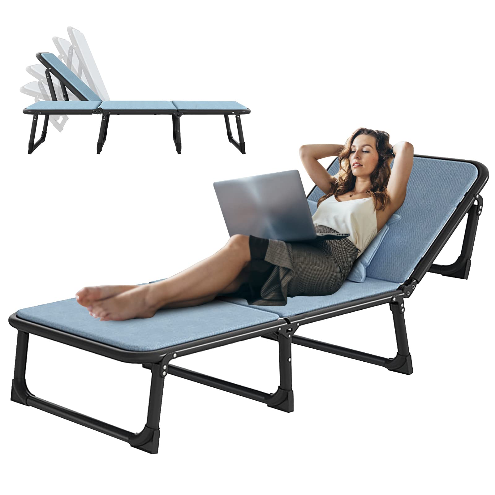 H&ZT Heavy Duty Folding Bed Cot with Mattress - Portable Adult Sleeping Cot for Home, Office, Camping & Travel - Guest Bed, Foldable Cot for Indoor & Outdoor Use