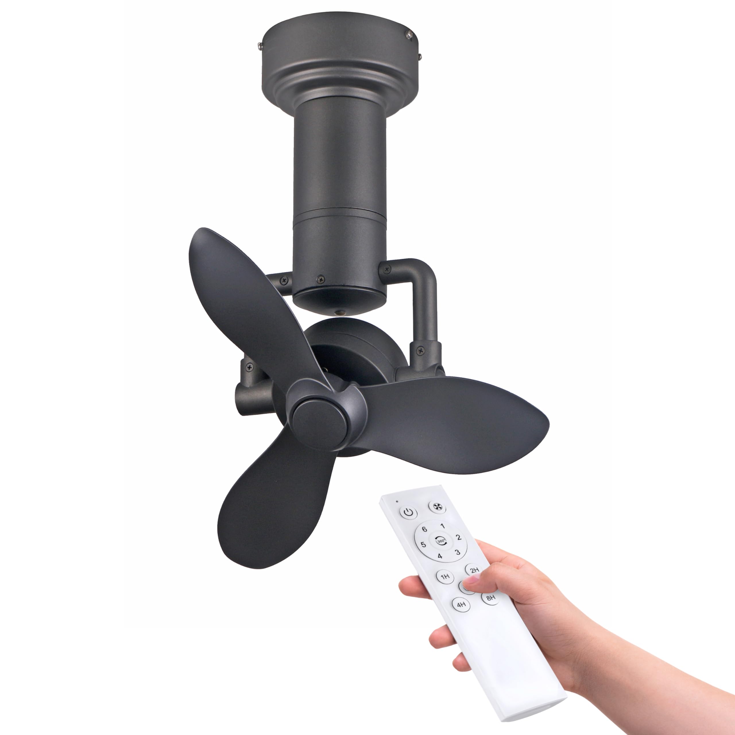 Versa Black Indoor Outdoor Ceiling Fan with Oscillating Function - Perfect for Living Rooms, Bedrooms, and Patios