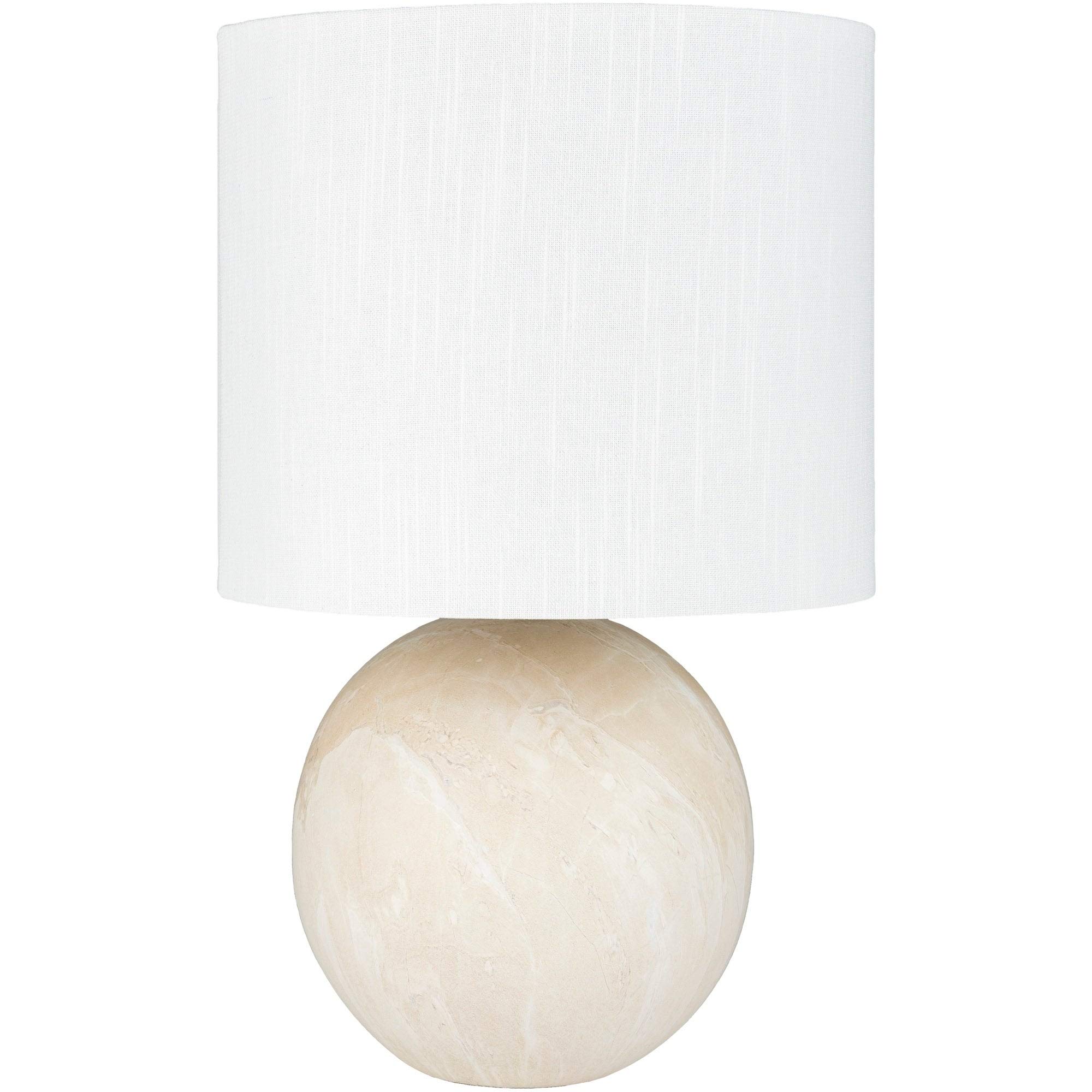 Modern Beige Faux Marble Ceramic Table Lamp with Included Bulbs - Elegant Home Office & Bedroom Lighting Decor