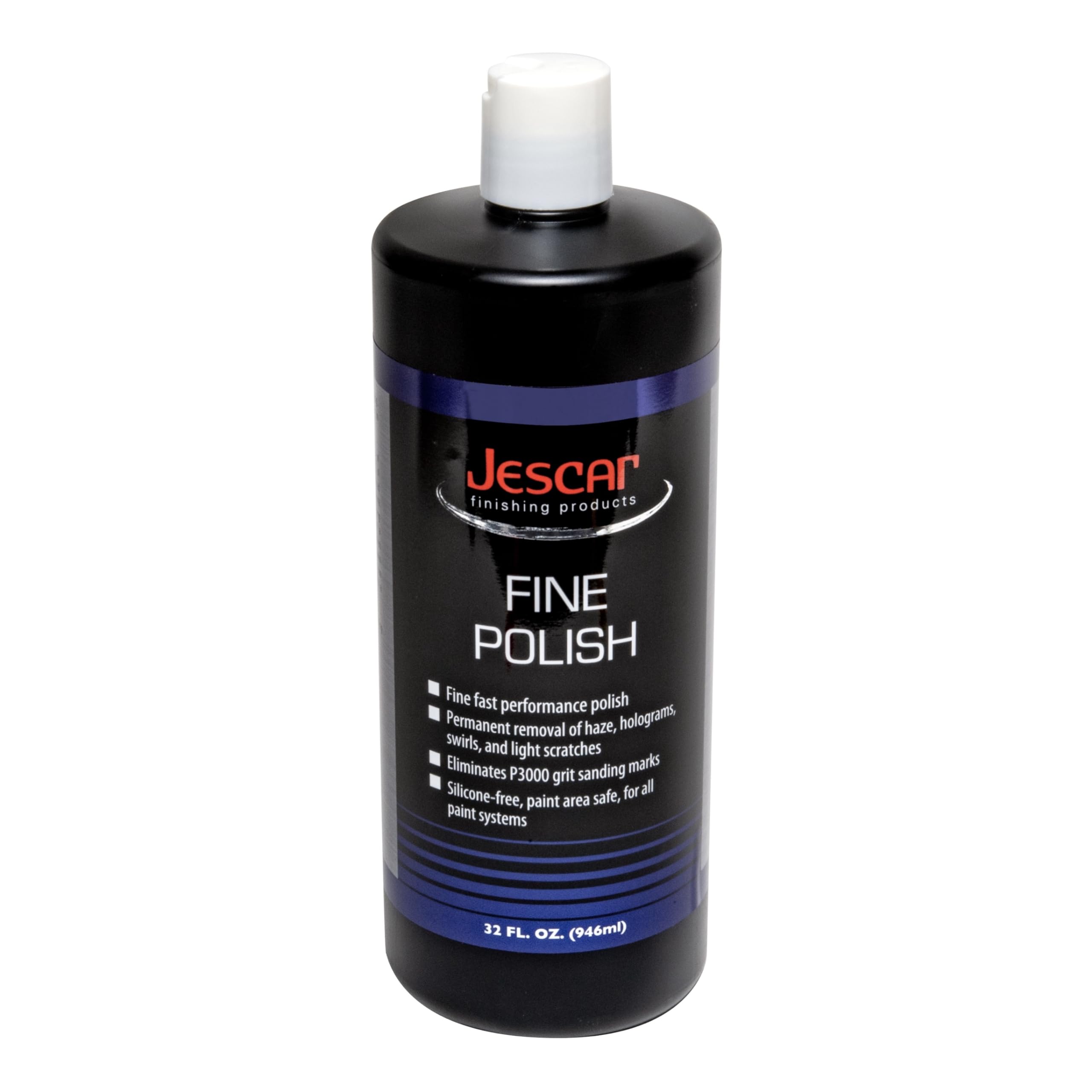 Jescar 32oz Fine Polish - Professional Car Detailing Polish for Swirls, Holograms & Light Scratches | Body Shop Safe | Removes P3000 Grit Marks | Enhances Gloss & Clarity - Perfect for Car Show Prep & Daily Vehicle Maintenance