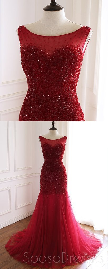 Elegant Mermaid See-Through Red Long Evening Prom Dress - Custom Fit Formal Gown for Prom, Homecoming & Special Occasions | Perfect for Dances, Parties & Red Carpet Events