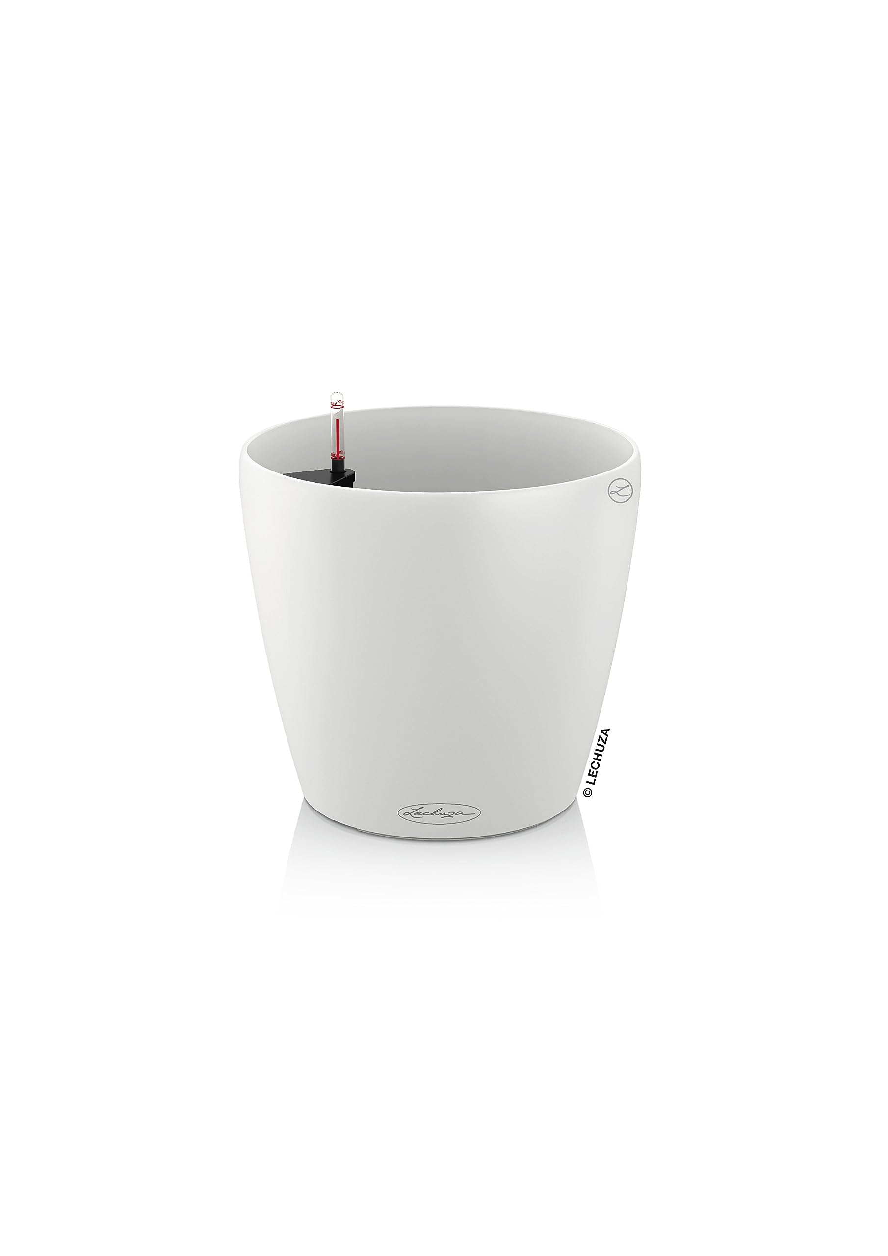 Lechuza Classico 35 Self-Watering Planter - 14 Inch White Matte Flower Pot for Indoor & Outdoor Plants - Perfect for Home, Office, Patio & Garden Decor