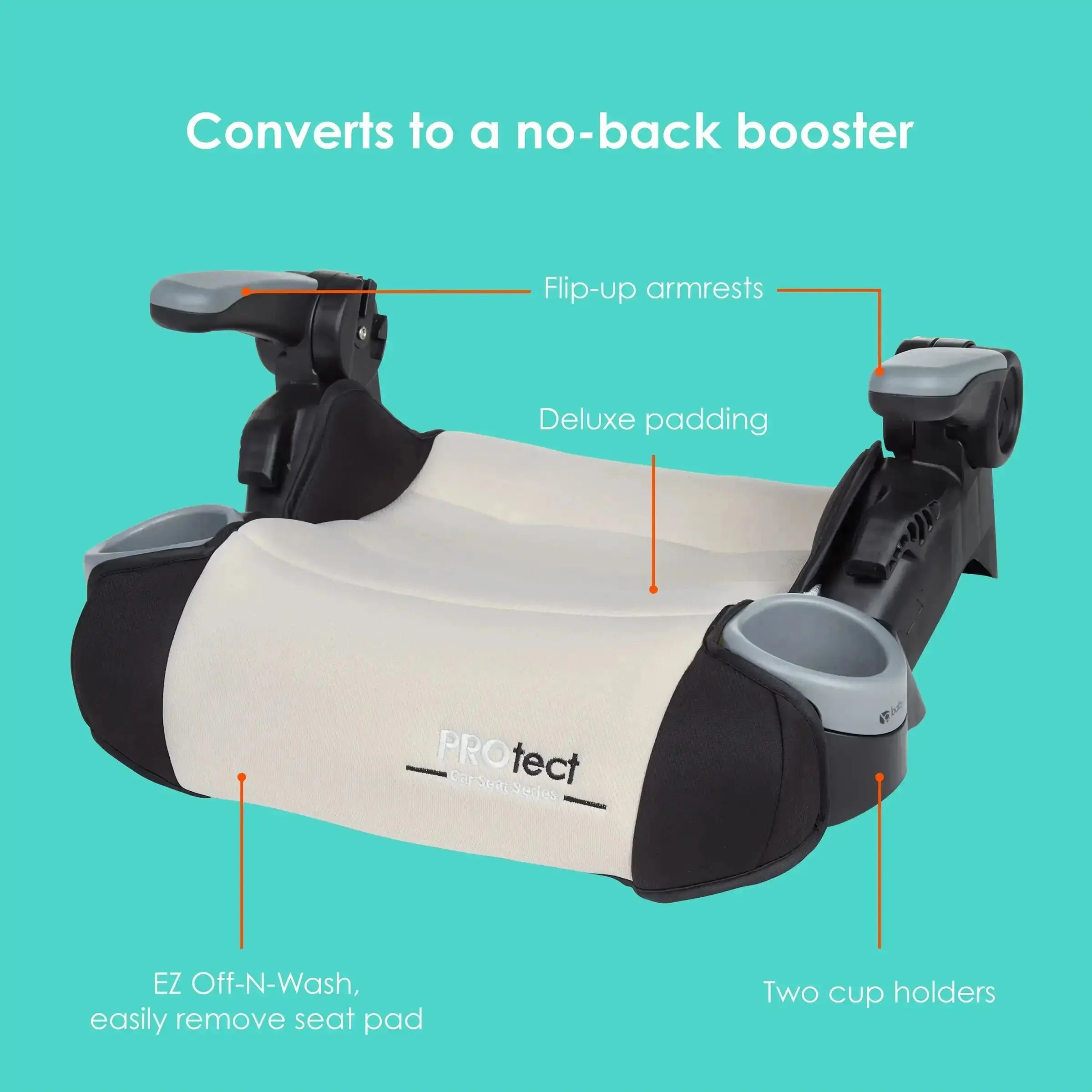 PROtect 2-in-1 Folding Booster Car Seat for Kids - Convertible High Back & Backless Car Seat for Travel & School - Safe & Portable for Toddlers 3-12 Years Old