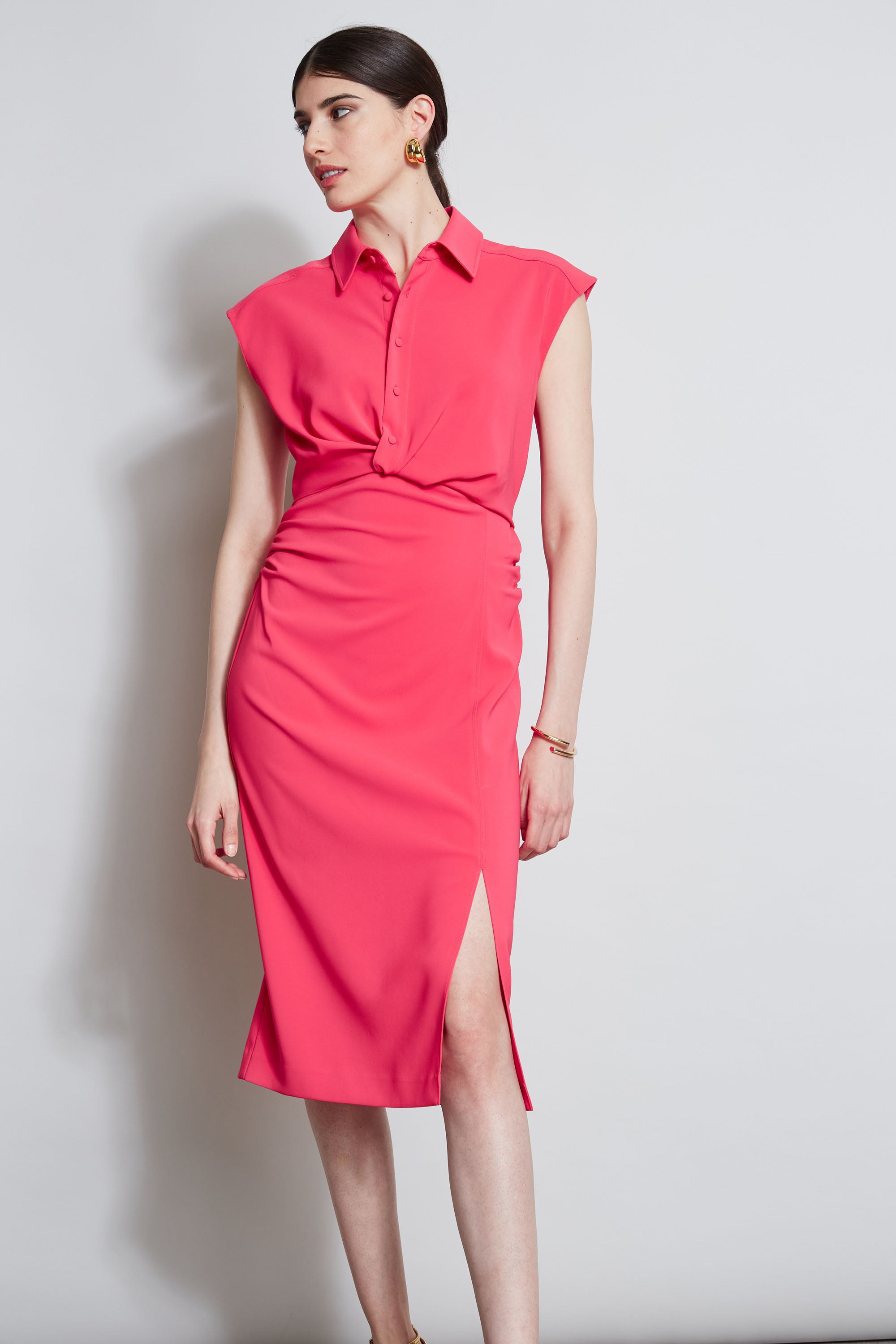 Elegant Twist Button Dress for Women - Flowy Summer Midi Dress with Adjustable Waist - Perfect for Casual Outings, Beach Vacations & Date Nights