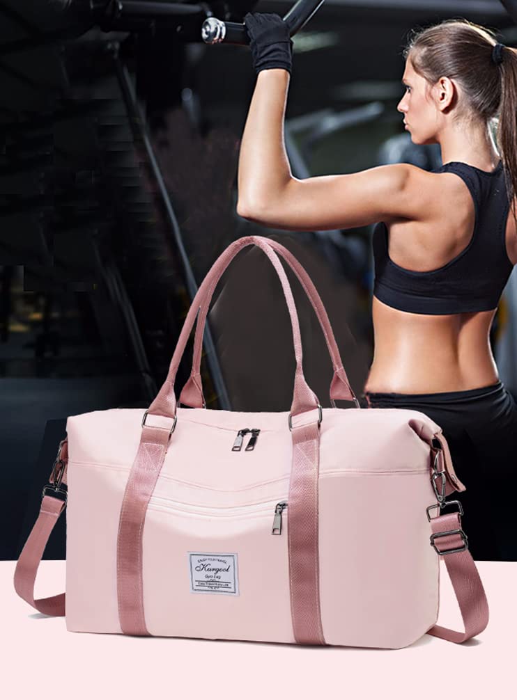 Foldable Waterproof Gym Bag with Wet Pocket - Durable Travel Duffle & Weekender Bag for Women - Perfect for Gym, Yoga, Overnight Trips & Sports Activities
