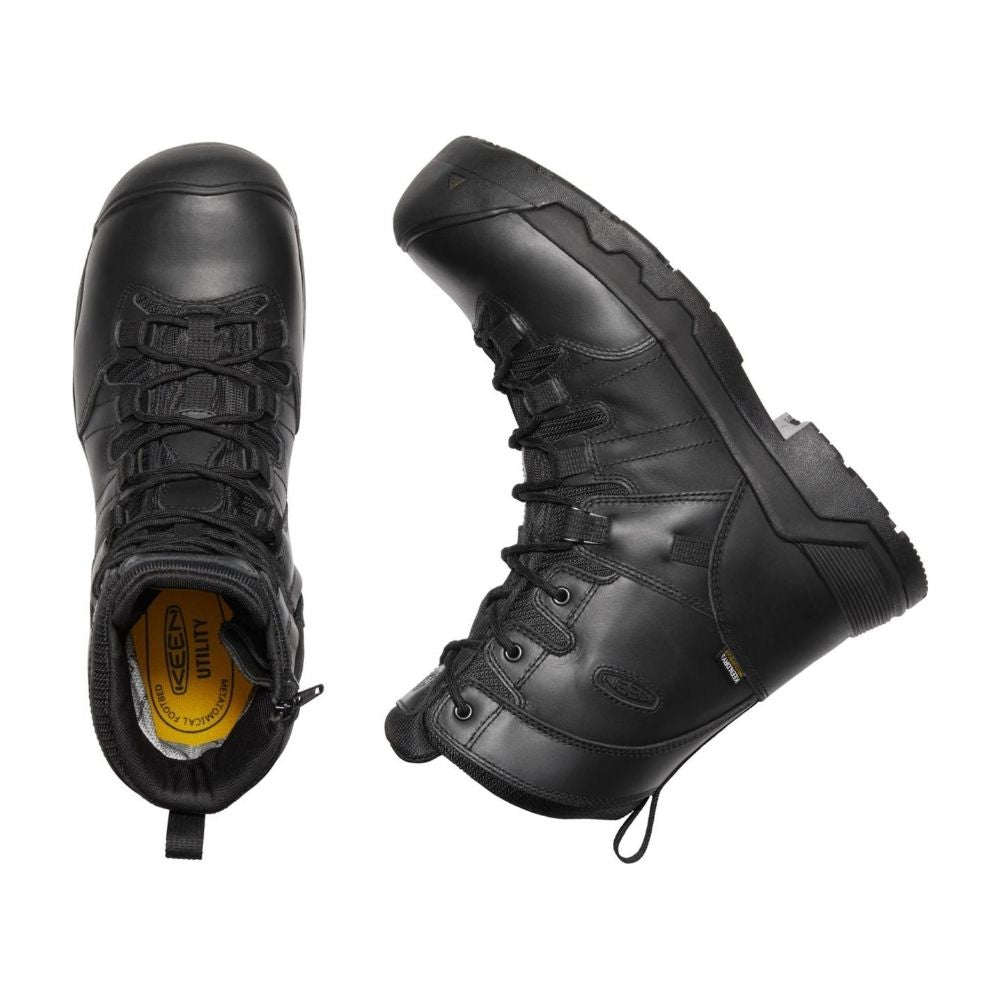 Keen Oshawa Men's 8-Inch Composite Toe Waterproof Work Boots with Side Zipper - Durable Safety Shoes for Construction, Warehouse & Outdoor Work (Model 1022107)