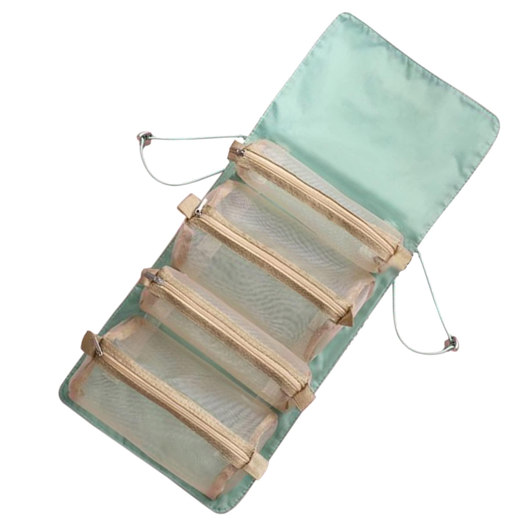 4-in-1 Travel Makeup Organizer & Toiletry Bag - Foldable Cosmetic Case with Removable Compartments for Shampoo, Skincare & Beauty Essentials (Green) - Perfect for Vacation, Gym & Daily Organization