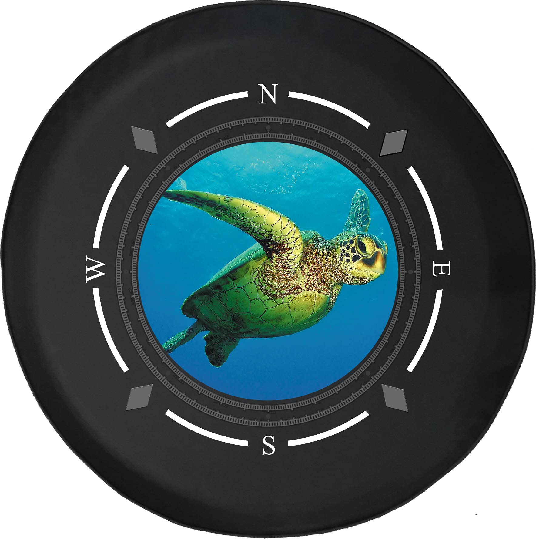 Premium American Unlimited Spare Tire Cover with Compass Design - Endangered Sea Turtle Wheel Protector for SUV, Trailer, RV Accessories & Most Vehicles | Durable Outdoor Travel Protection for Camping & Road Trips