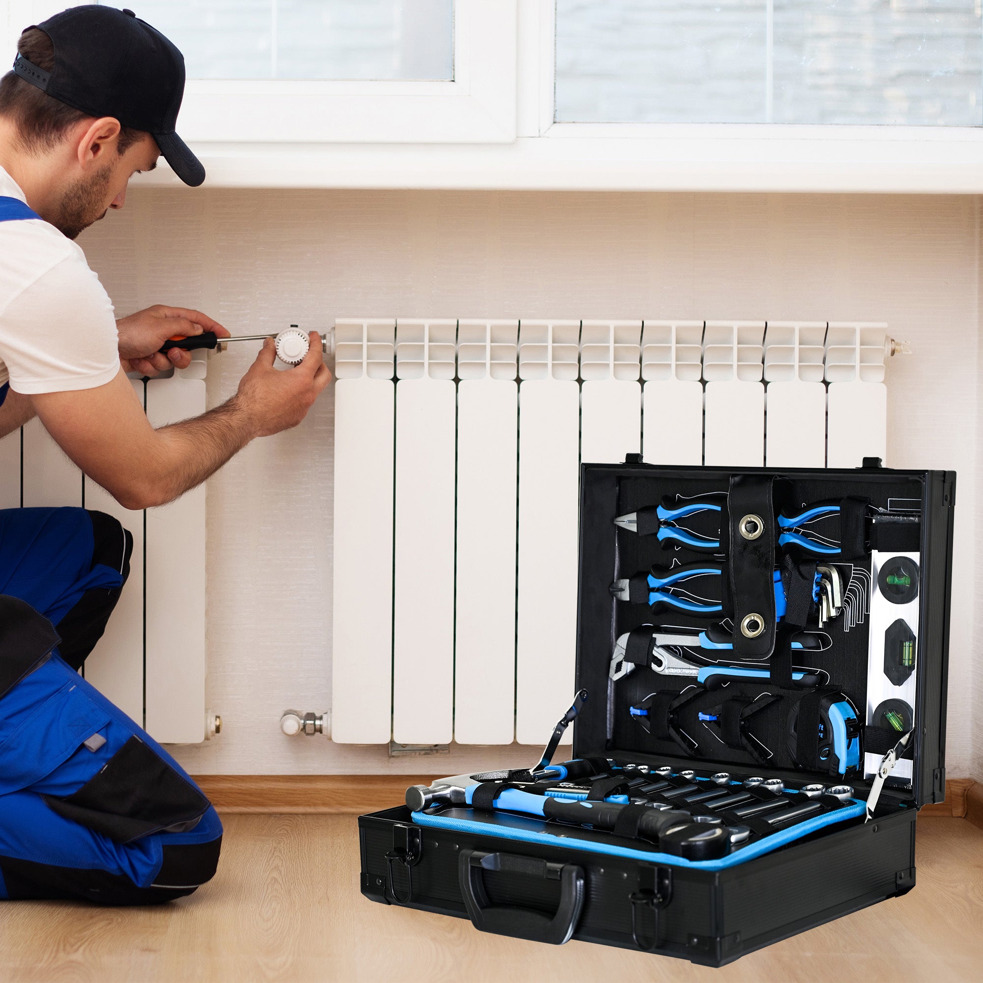 247-Piece Home & Machinery Maintenance Tool Set - Complete Basic Tool Kit for DIY Repairs, Auto Fixes & Household Projects | Portable Suitcase Case for Easy Storage & Transport