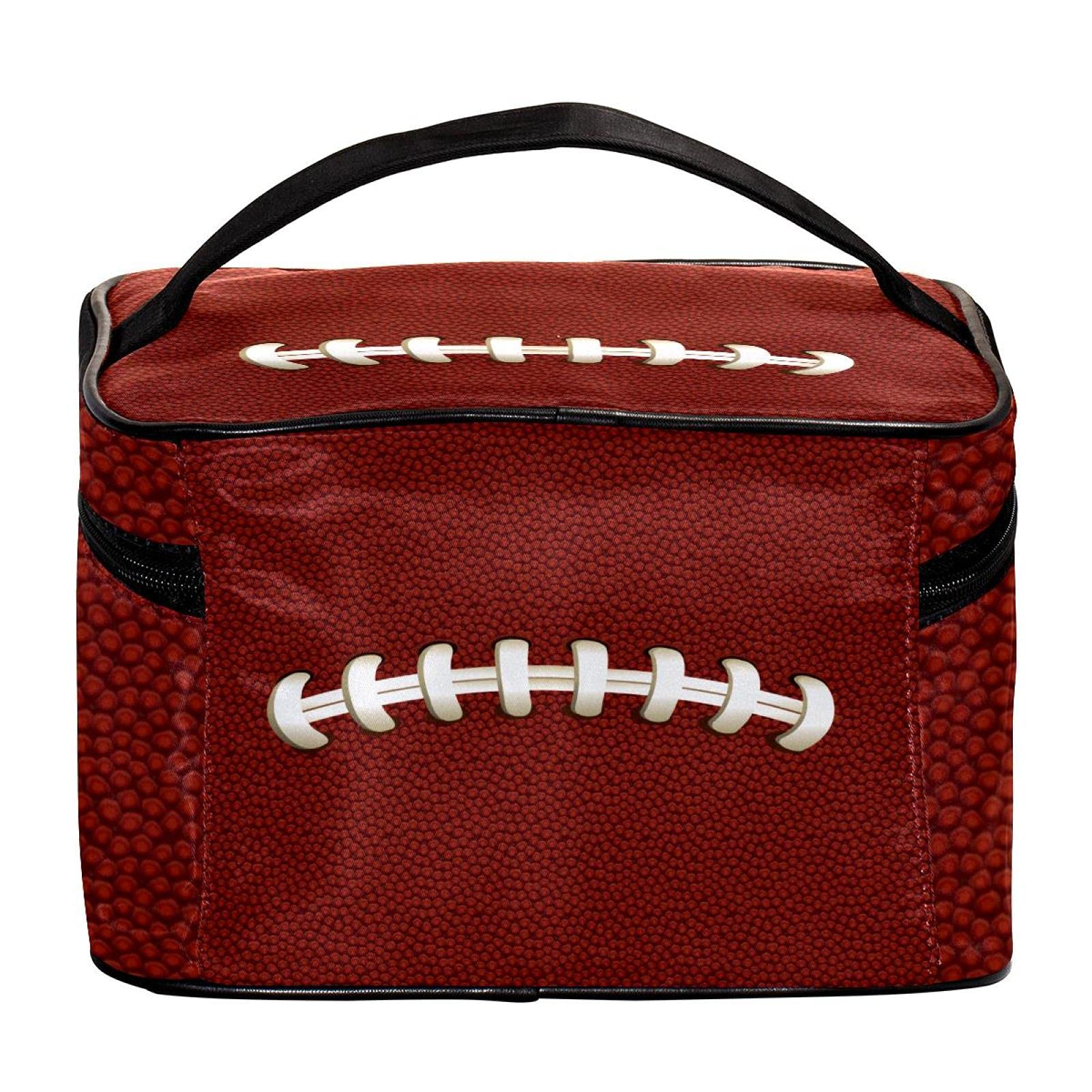 Premium Rugby Ball Texture Travel Makeup Bag - Large Cosmetic Organizer with Zipper for Women & Girls | Perfect for Gym, Travel & Daily Essentials Storage