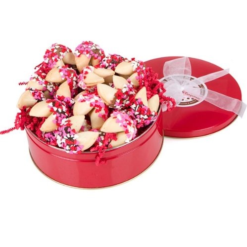 Heart-Shaped Fortune Cookies Tin - 24pcs for Parties & Gifts