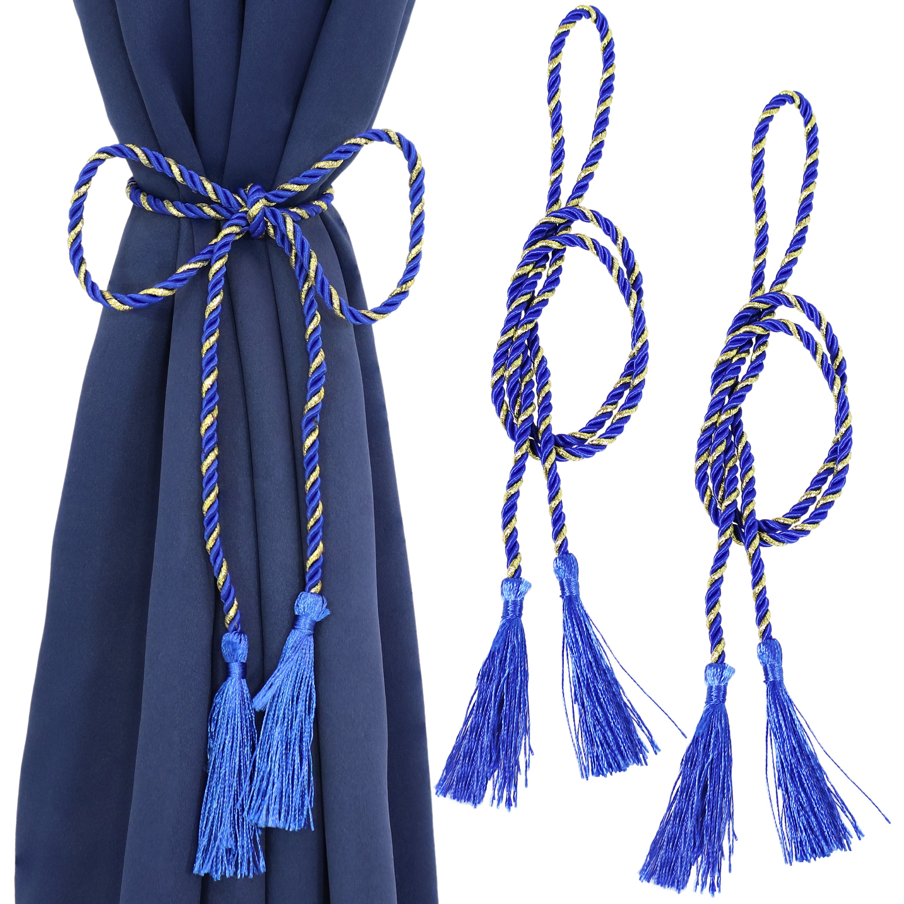 Sunnydaze Decorative Rope Curtain Tiebacks with Tassels - Indoor Outdoor Window Drapes Holder for Living Room, Bedroom, Patio & Porch Decor