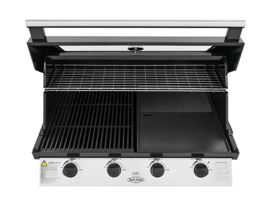 BeefEater BBG1240BB 1200 Series 4 Burner Black Built-In BBQ Grill - Outdoor Gas Grill for Backyard, Patio, and Garden Cooking