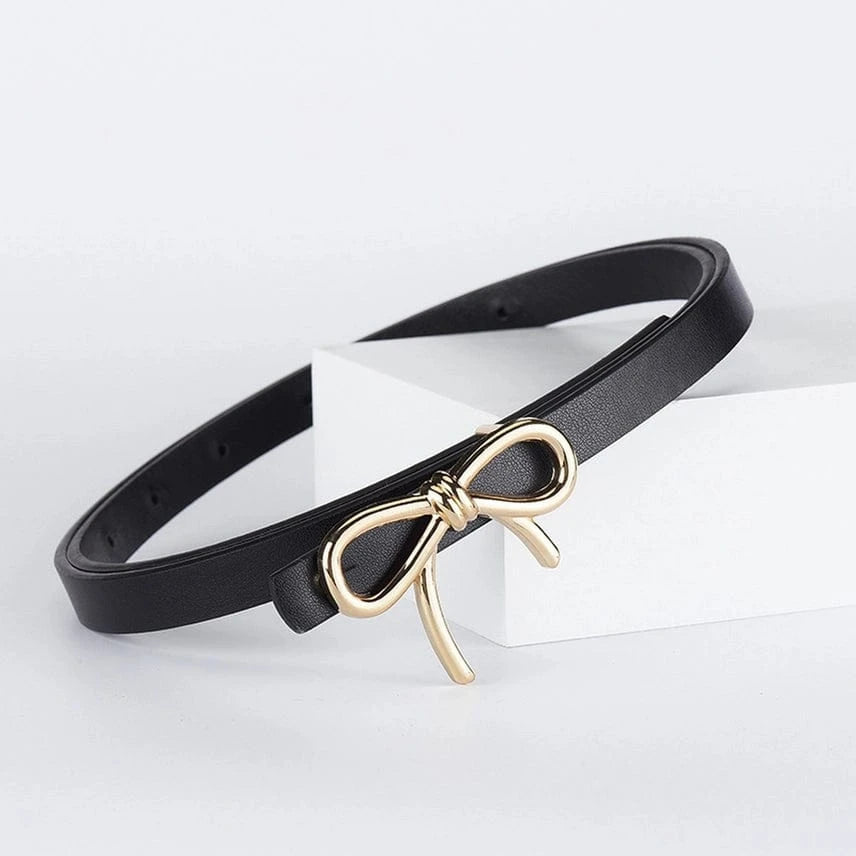 Stylish Black Bow Buckle Belt for Women - Elegant Fashion Accessory for Dresses, Skirts & Jeans | Perfect for Casual & Formal Outfits