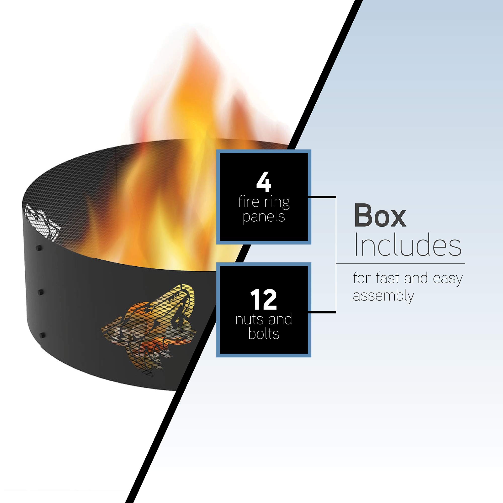 Blue Sky Outdoor Living 36 Inch Round Fire Pit Ring - Vegas Golden Knights Team Logo - Perfect for Backyard, Patio & Camping Gatherings