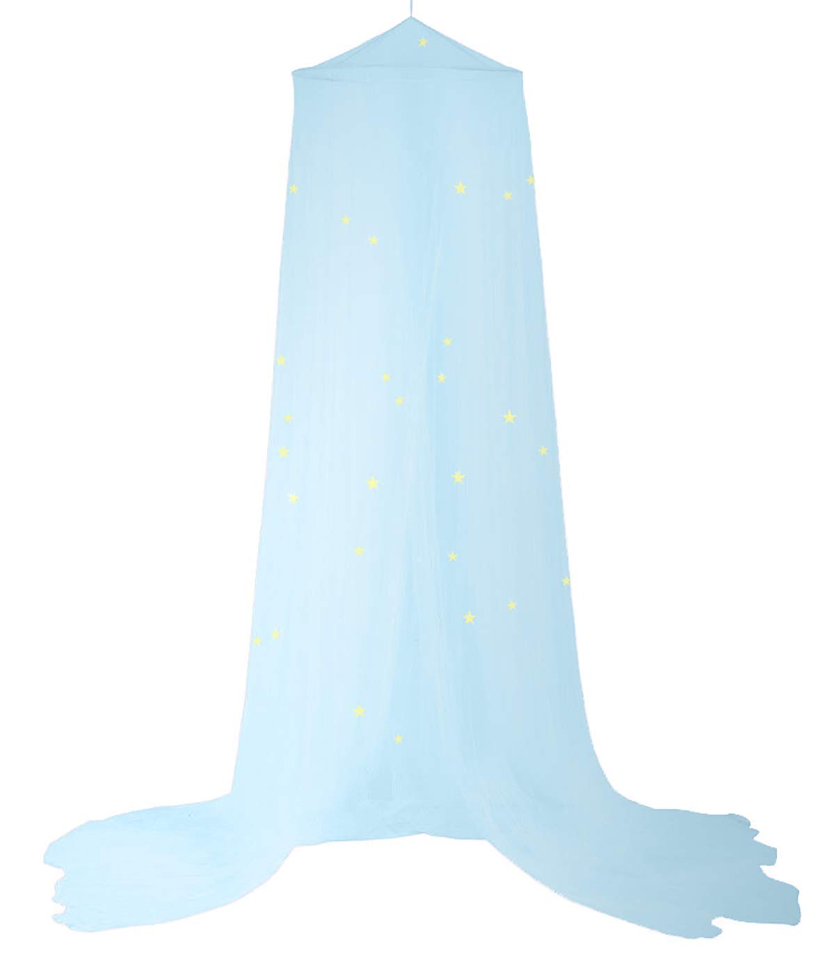 BCBYou Glow in the Dark Mosquito Net Bed Canopy with Fluorescent Stars - Light Blue for Baby Crib, Kids Bed & Full Size Bed - Perfect for Nursery, Children's Room & Adult Bedroom Decor