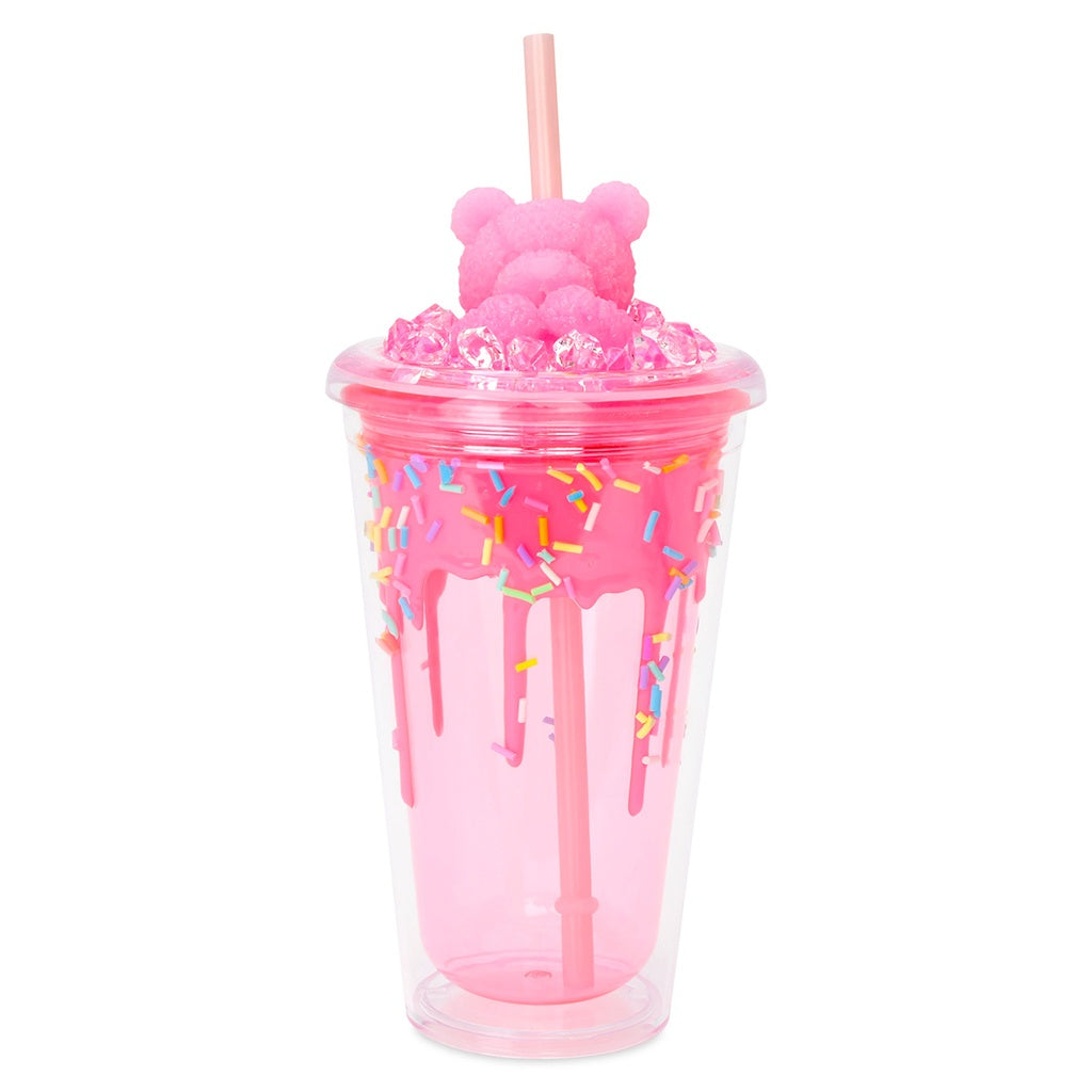 Iscream Gummy Bear Sprinkles Tumbler - 20oz Insulated Stainless Steel Cup with Lid & Straw - Cute Candy Colored Drinkware for Kids & Adults - Perfect for Birthday Parties, Summer Picnics & Office Use