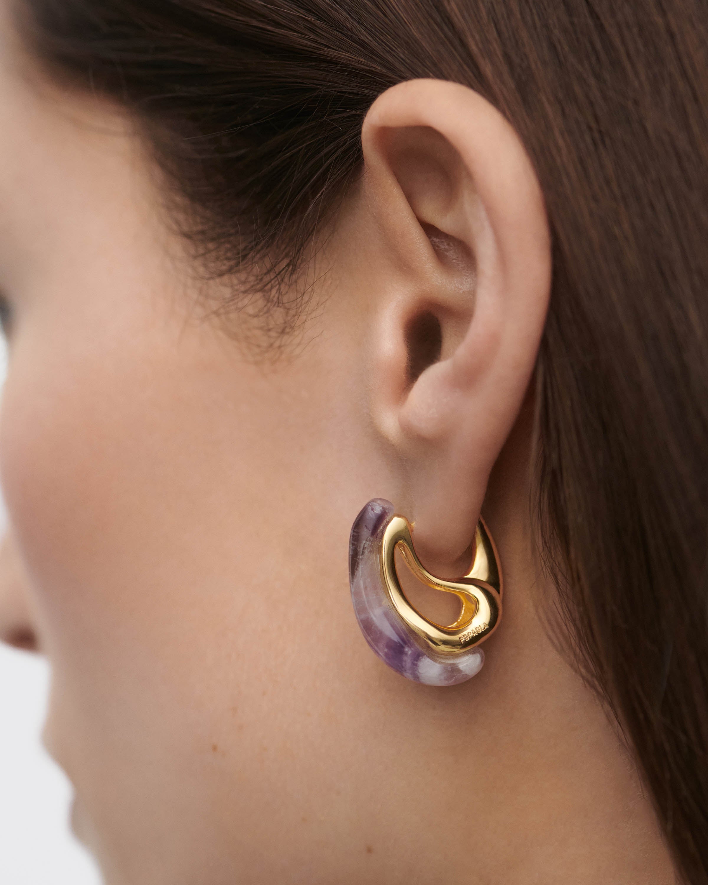 GRID 2 Amethyst Brisa Hoop Earrings - Dainty Purple Crystal Stud Earrings for Women, Perfect for Everyday Wear, Office & Special Occasions