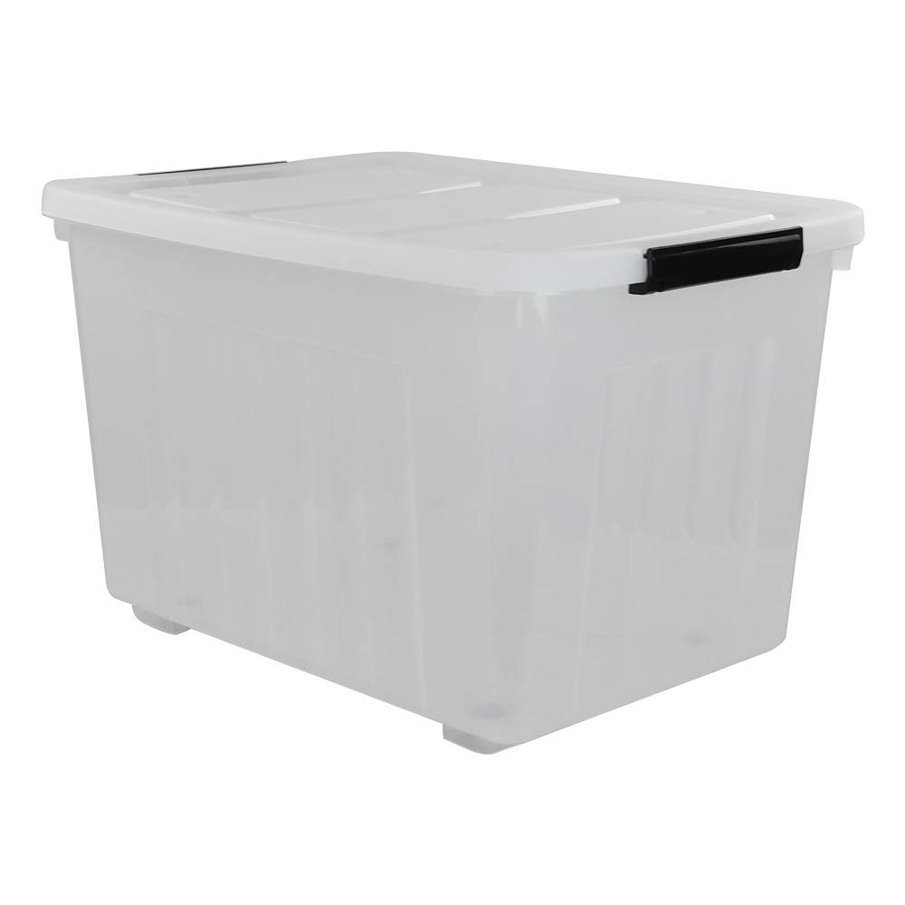 Kekow 70L Clear Storage Box with Wheels 4-Pack for Home & Office Organization