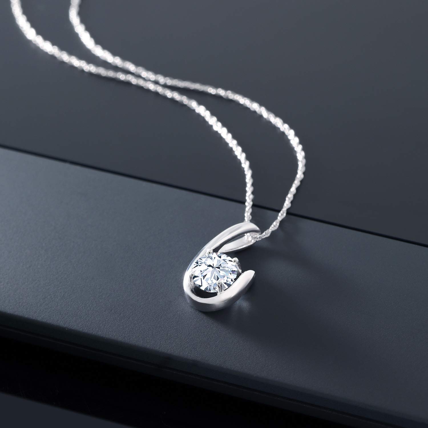 10K White Gold Birthstone Pendant Necklace for Women - Round 6MM Gemstone with 18 Inch Chain | Elegant Jewelry Gift for Birthday, Anniversary & Special Occasions