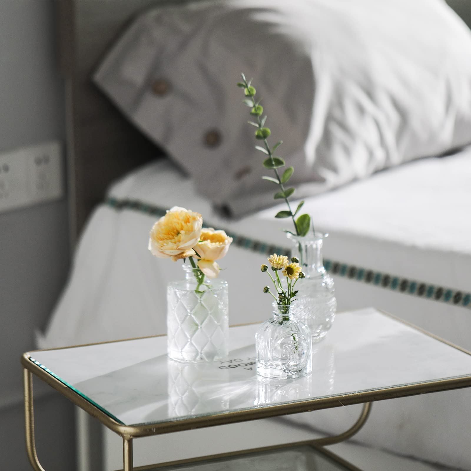 12 Pack Clear Glass Bud Vases - Small Flower Vases for Wedding Centerpieces, Rustic Home Decor & Table Arrangements - Perfect for DIY Floral Displays, Party Decorations and Gift Packaging