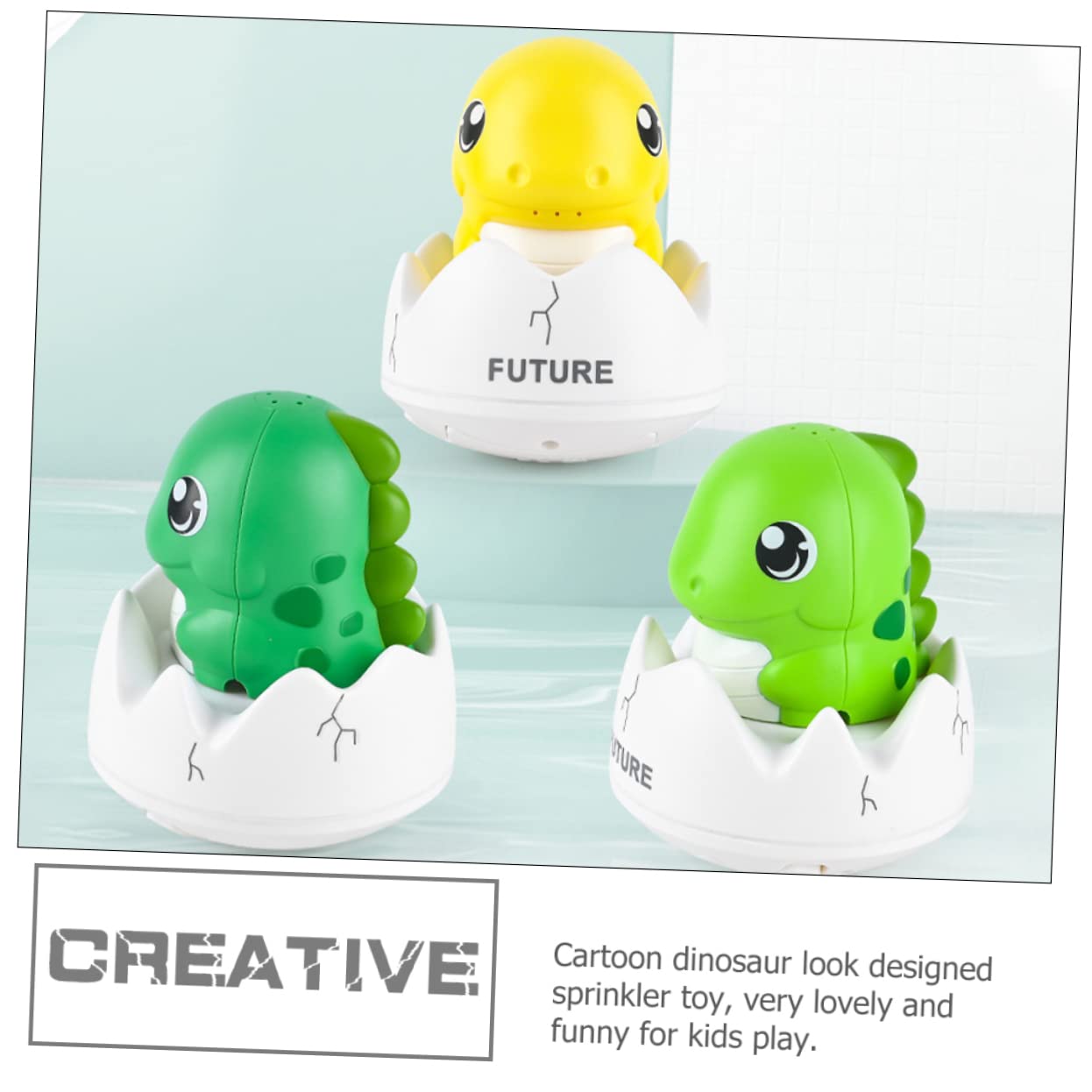 UPKOCH 3 Pack Dinosaur Bath Toys for Kids - Fun Plastic Bathtub Toys for Toddlers & Children (Green) | Perfect for Bath Time Play, Sensory Learning & Pool Parties