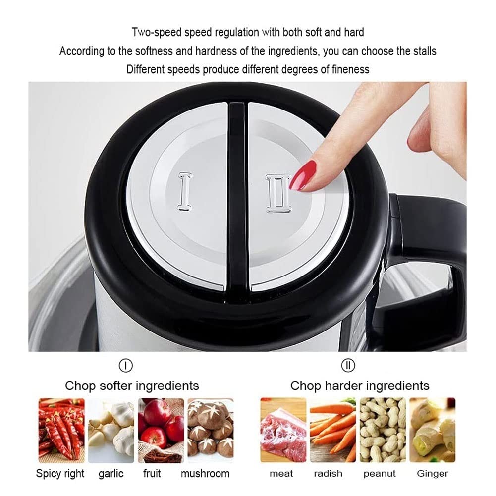400W Powerful Electric Food Processor - BPA-Free Stainless Steel Chopper for Garlic, Meat, Veggies, Fruits & Nuts - 2-Speed Adjustable Blender - Perfect for Meal Prep, Smoothies & Home Cooking