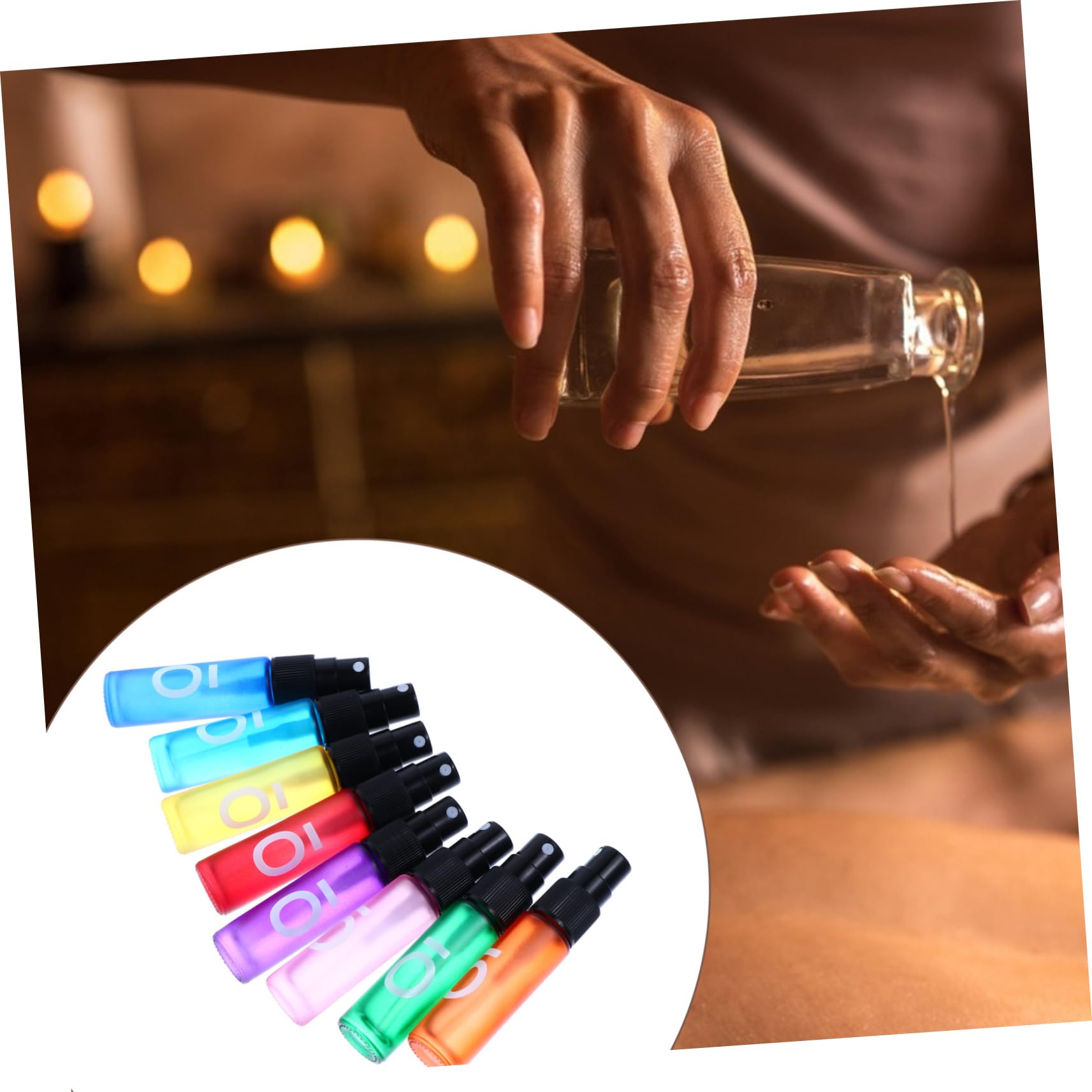 8-Piece Travel Bottle Set with Roller & Sprayer - 10ml Amber Glass Perfume Bottles, Terrarium & Massage Roll-On Containers - Perfect for Toiletries, Skincare & Essential Oils on Vacations
