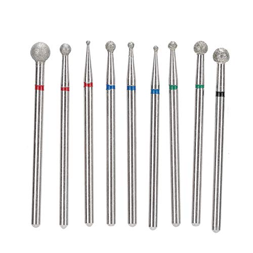9Pcs Nail Drill Bits Set - Professional Nail Grinding Heads & Emery Heads for Manicure, Pedicure & Nail Salon - Perfect for Acrylic Nails, Gel Polish Removal & Nail Art Design
