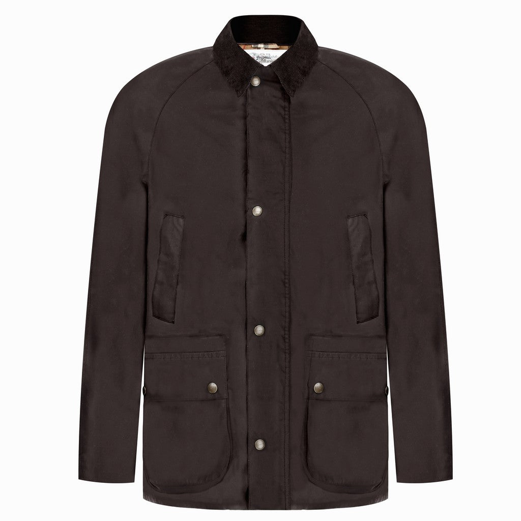 Beaucaire Eastwood Men's Waxed Cotton Jacket - Brown, Waterproof & Windproof Outdoor Coat for Hiking, Camping & Casual Wear