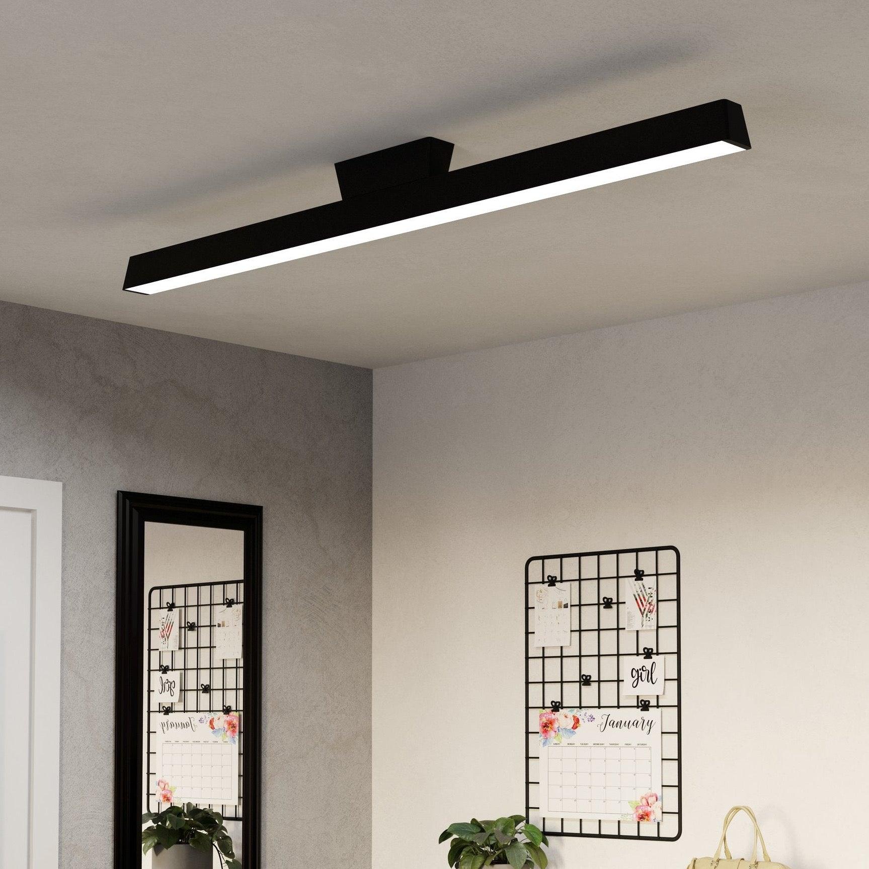 Eglo Connect Simolaris Z Smart Black LED Panel Ceiling Light Flush Mount 48 Inch - Modern Lighting for Living Room, Bedroom & Office