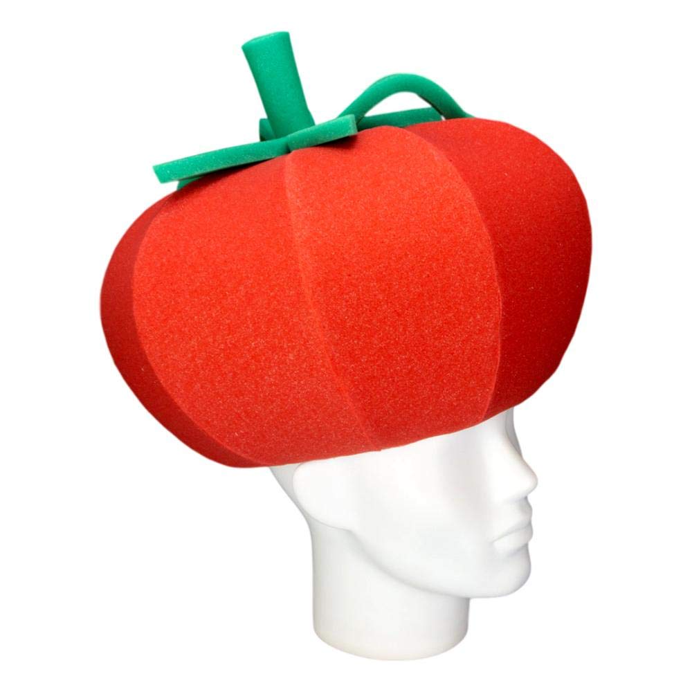 Funny Tomato Party Hat - Vegan & Vegetarian Gift Hat for Food Lovers - Foam Food Hat for Costume Parties, Festivals & Themed Events