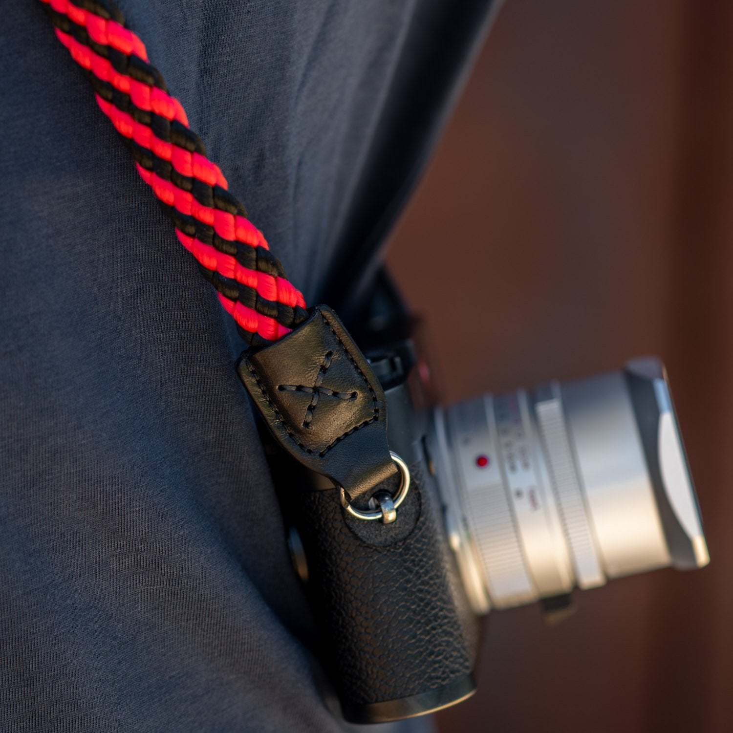 Cooph Braided Camera Strap with Split Ring - 49.2 Inch (125cm) Adjustable Neck Strap for DSLR & Mirrorless Cameras - Durable Black/Red Design for Travel, Photography & Outdoor Adventures