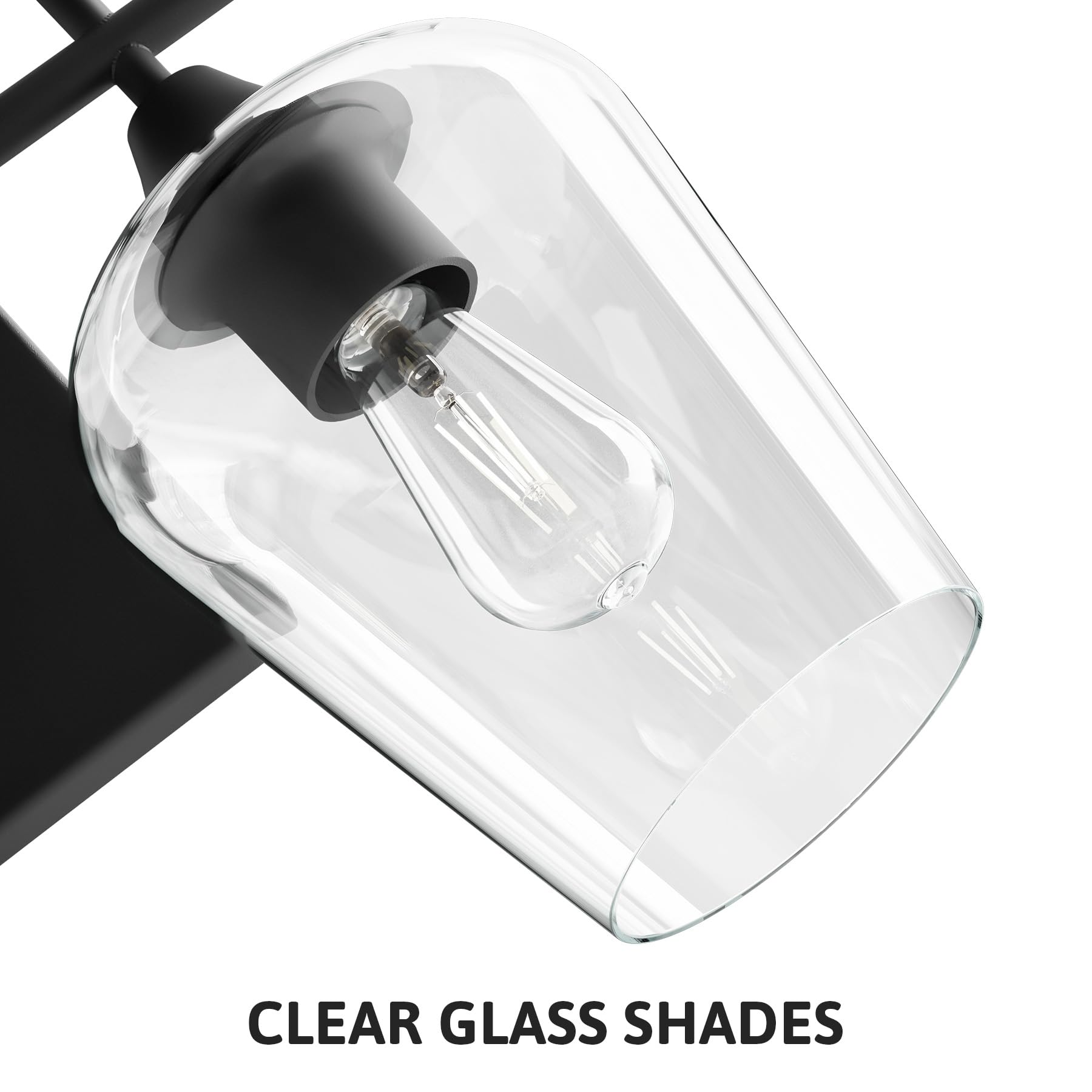 VONLUCE Modern Black Bathroom Vanity Light - 2 Light Fixture with Clear Glass for Mirror Lighting | Wall Sconce for Bathroom, Bedroom & Hallway | Perfect for Makeup Vanity, Dressing Room & Spa-Style Decor
