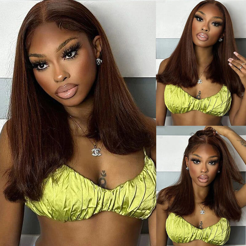 Eullair Pre-Styled Retro Flipped Ends Wig - 13x4 Lace Frontal Human Hair Wigs Medium Length - Perfect for Cosplay, Parties & Daily Fashion Looks
